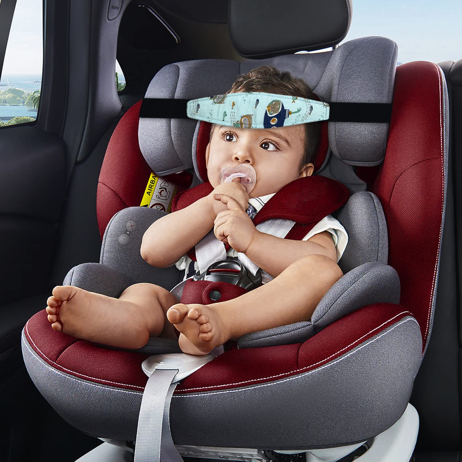 Asiento de automóvil para niños, cabeza fija  Soporte de cabeza para niños para asiento de automóvil, correas de asiento de automóvil, soporte de
