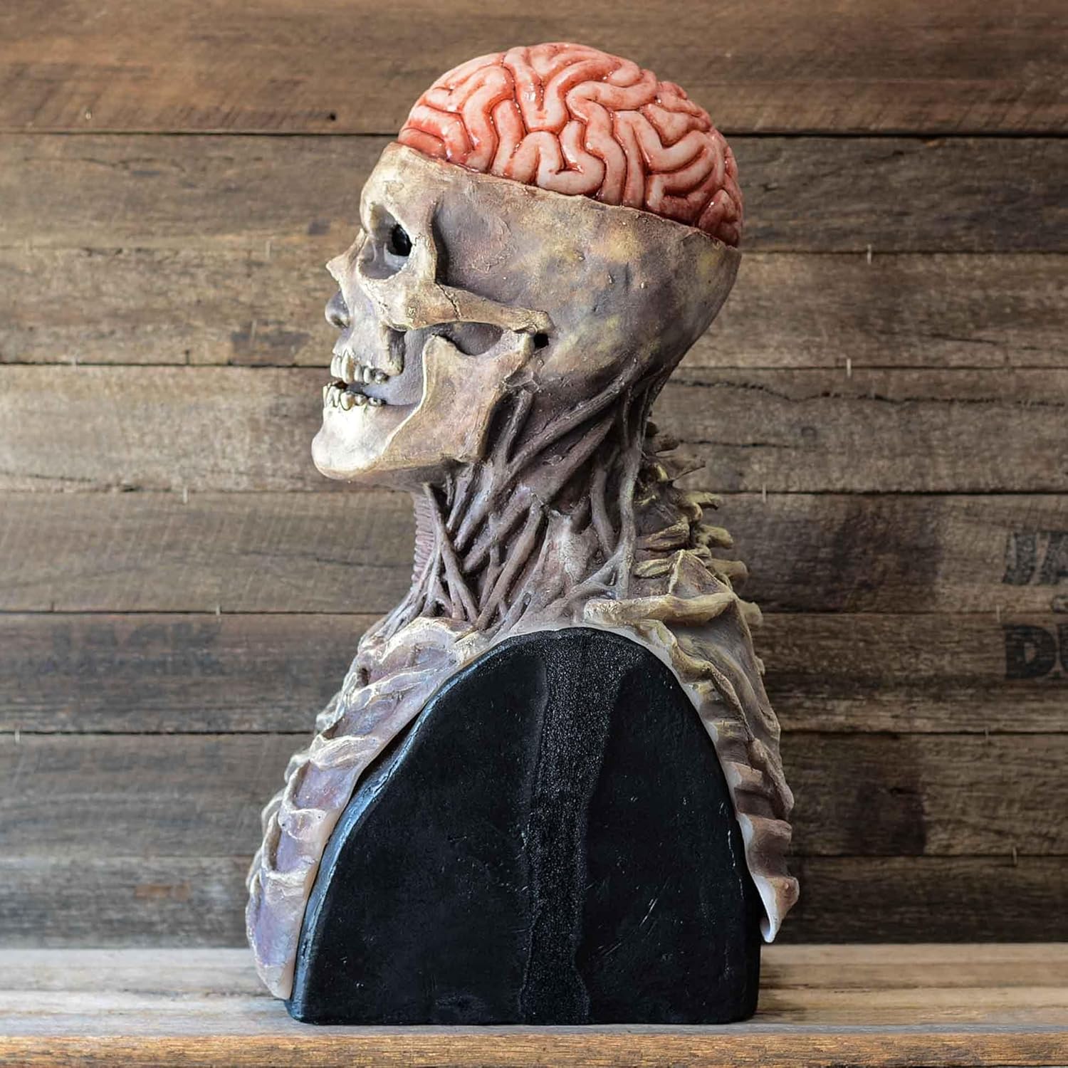 RIYUNE Máscara de látex de calavera de cerebro desnudo, máscara de calavera de Halloween, máscara de calavera en movimiento, disfraces de Halloween,