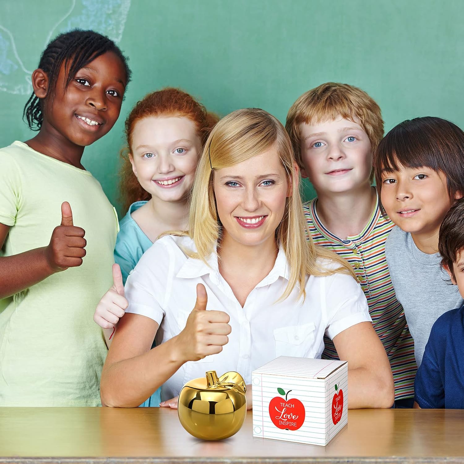 3 piezas de regalos para profesores de cerámica de manzana dorada, regalos de agradecimiento para profesores, premios de manzana dorada, regalos