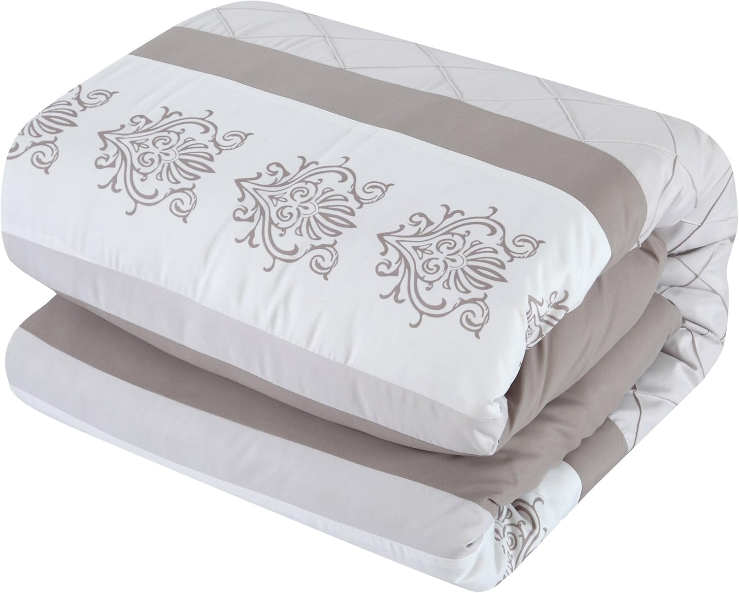 Juego de ropa de cama de 10 piezas Chic Home con edredón con cierre fruncido, para cama king, todo en una bolsa, Microfibra, Beige, gemelo