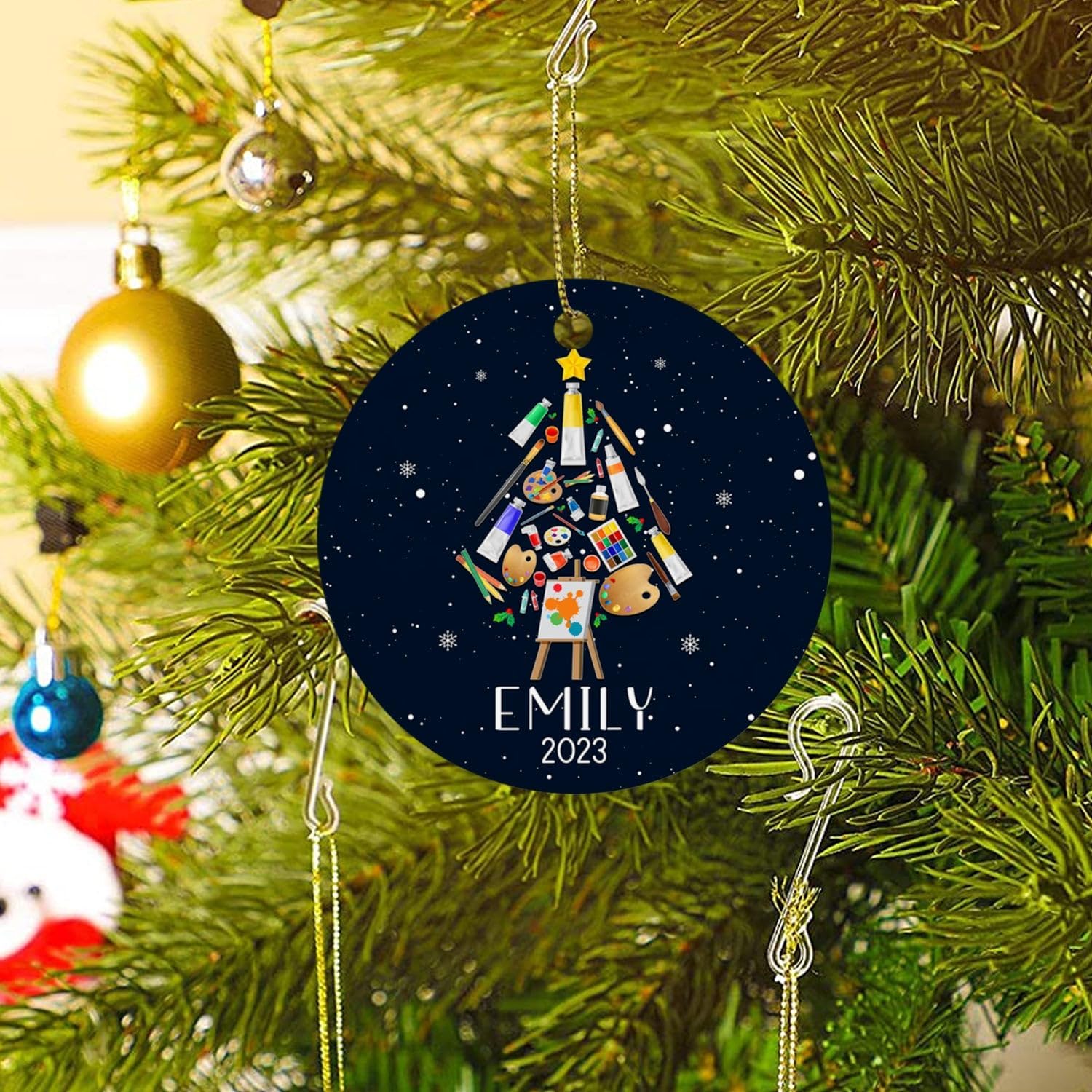 Adorno de Navidad personalizado para artista 2024, adorno de artista, decoración de árbol de Navidad para artista, adorno de Navidad para profesor