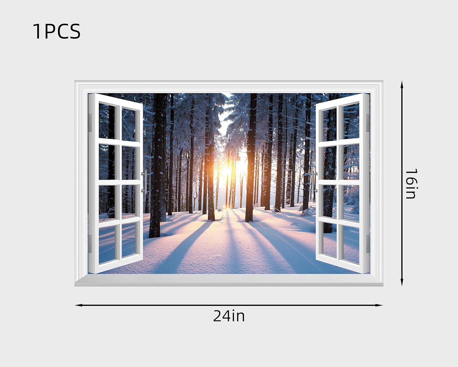 FLFK Adhesivo de pared falso para ventana, mural de pared de nieve de bosque para decoración de pared, calcomanías de pared para pegar y despegar,