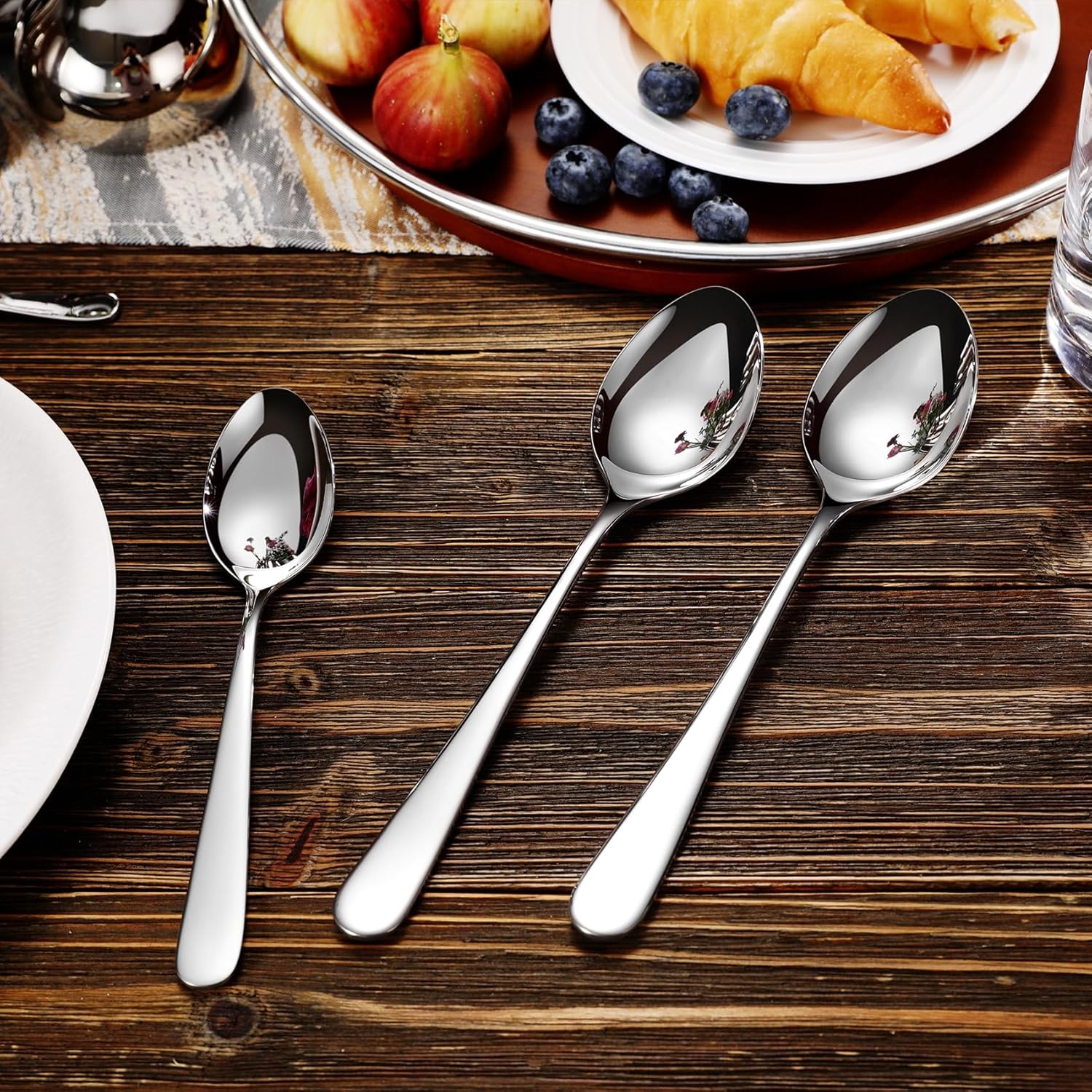 KEAWELL Louise – Juego de cucharas de servir de 9 pulgadas, acero inoxidable 1810, que une elegancia y durabilidad, exquisitos utensilios para