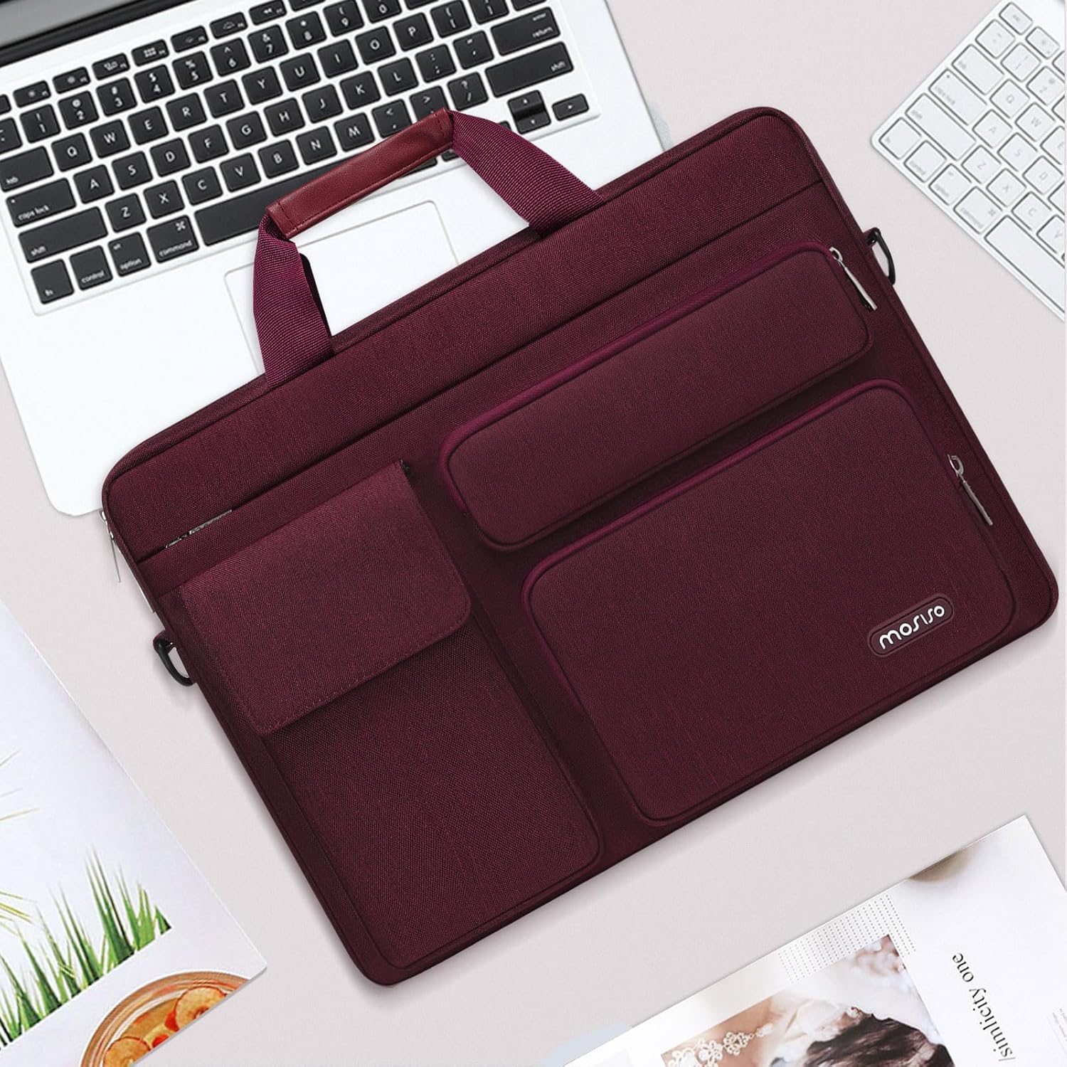MOSISO Bolsa de hombro para laptop compatible con MacBook Air de 15 pulgadas M3 M2 2024 2023Pro 16 M3 M2 M1 2024-2019, cuaderno de 15-15.6 pulgadas
