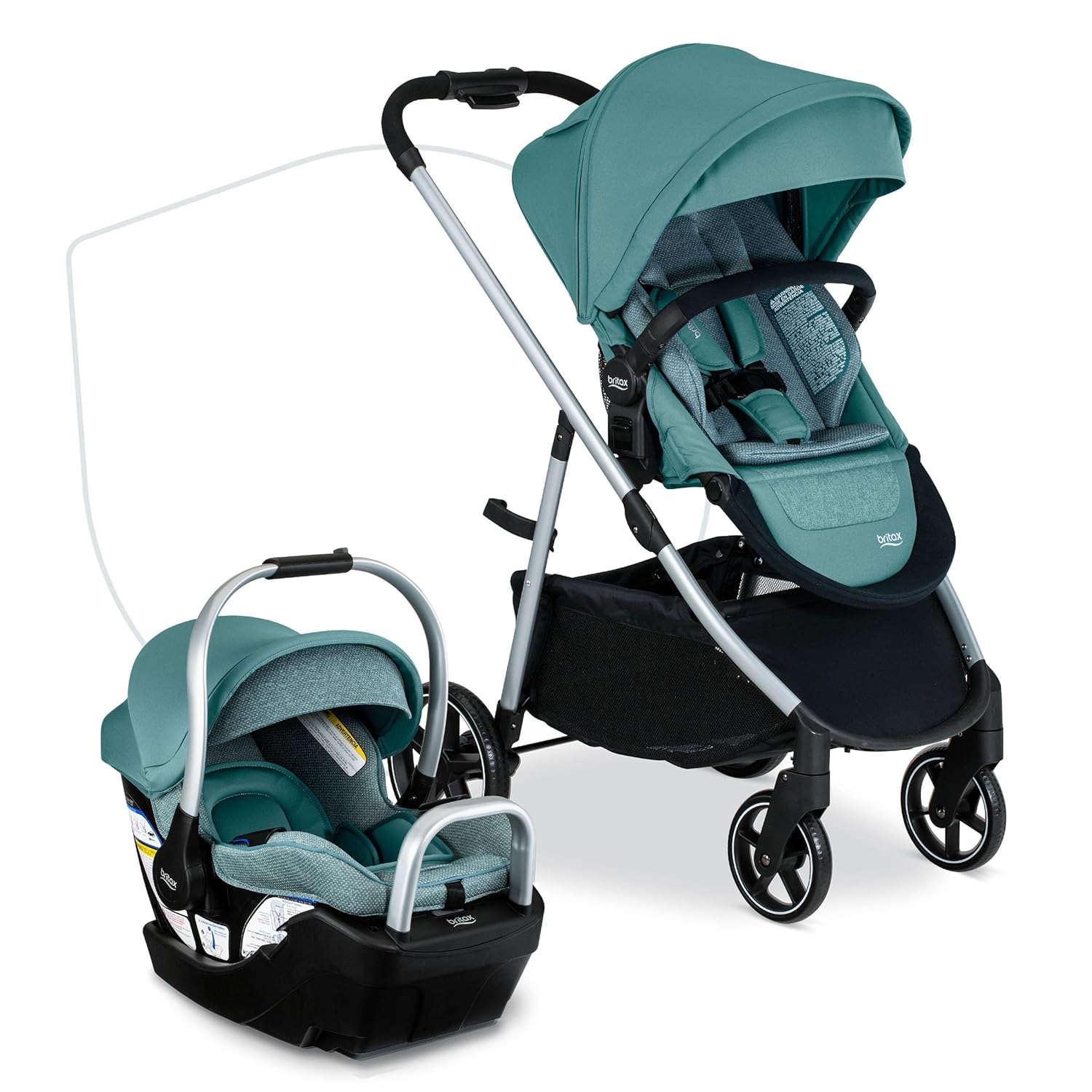 Britax Willow Grove SC – Sistema de viaje para bebé, asiento de automóvil infantil y cochecito combinado con base alpina, tecnología ClickTight,