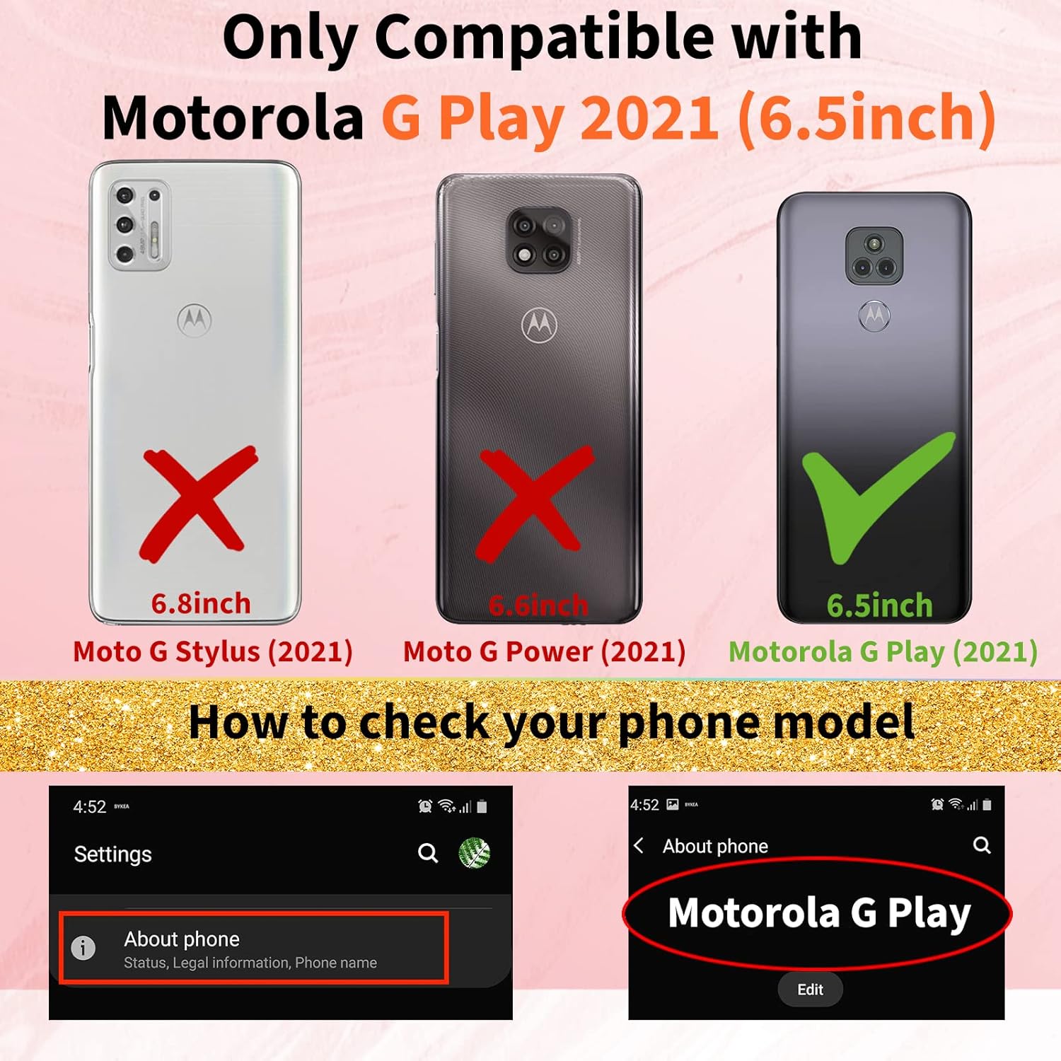 Shorogyt Funda de corazón para Motorola Moto G Play 2021 de 6.5 pulgadas para mujer, bonito diseño estético de corazones de amor, diseño femenino,