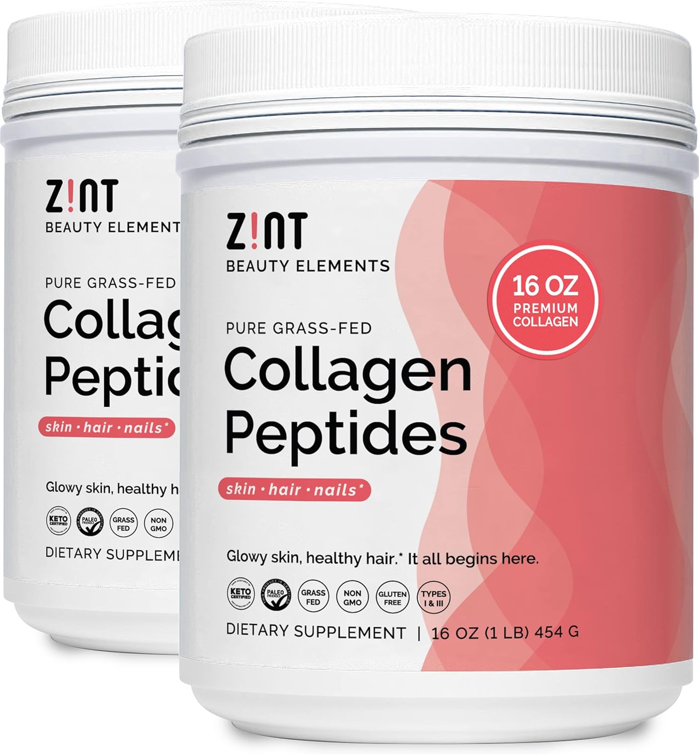 Zint Polvo de péptidos de colágeno certificado Paleo y Keto, hidrolizado de colágeno granulado tipo I y III para una mayor absorción, proteína