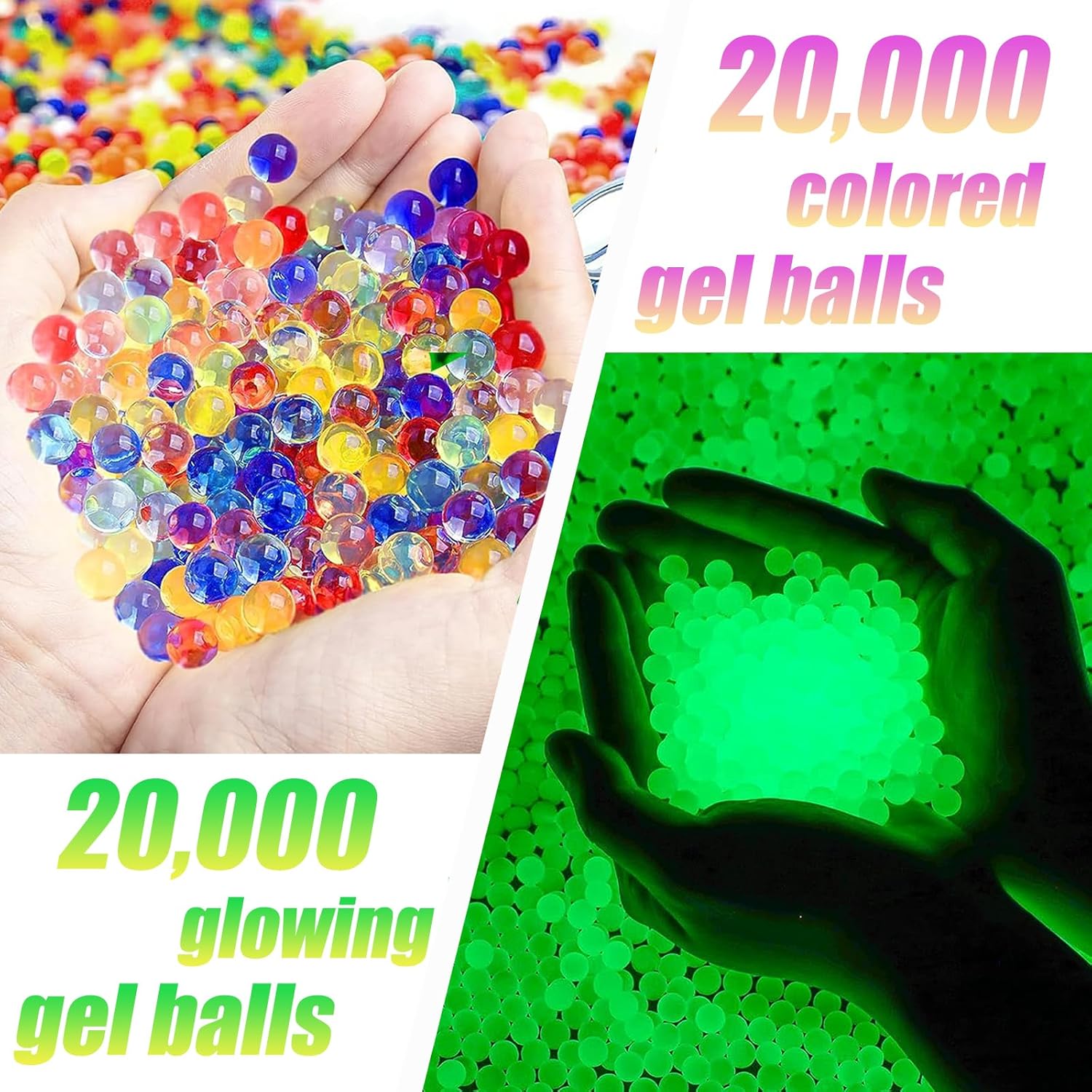 Anstoy Piezas de accesorios para lanzador de bolas de gel, incluye 20000 unidades de munición de bolas de gel coloridas, 20000 bolas de gel