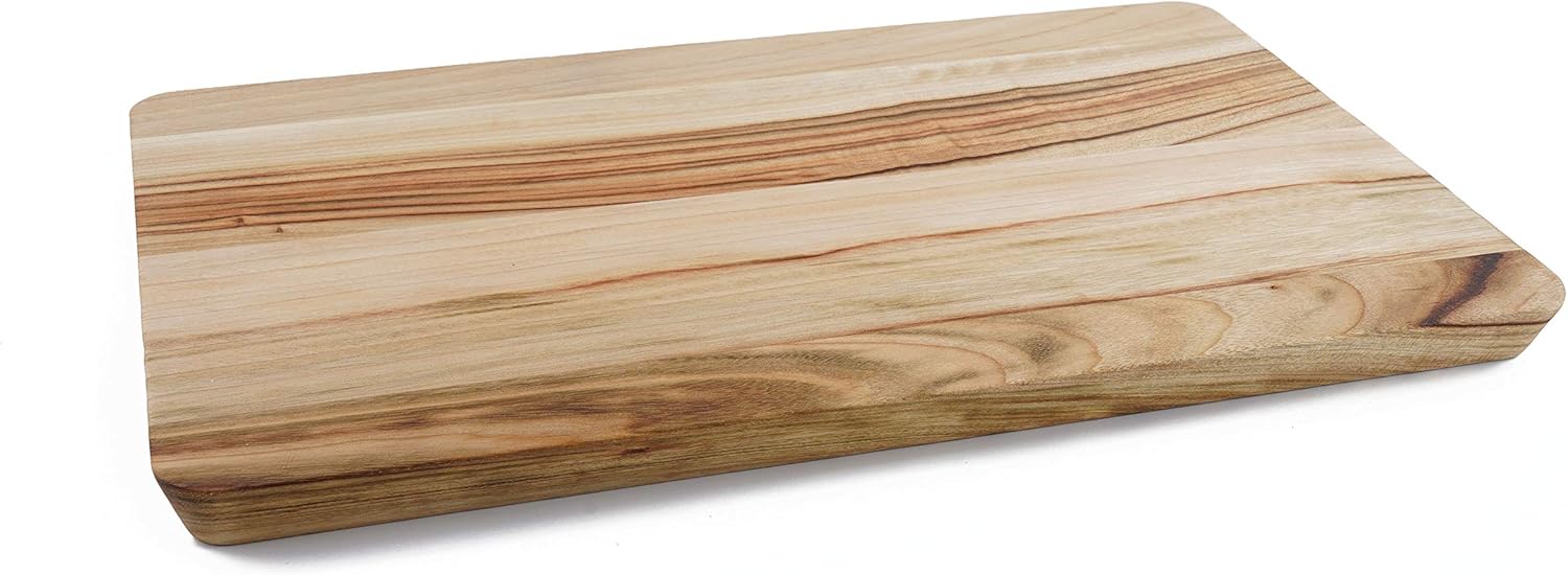 BOUMBI Tabla de cortar de madera de laurel de alcanfor fragante con borde biselado (15.55 x 9.05 x 1 pulgadas), mediana
