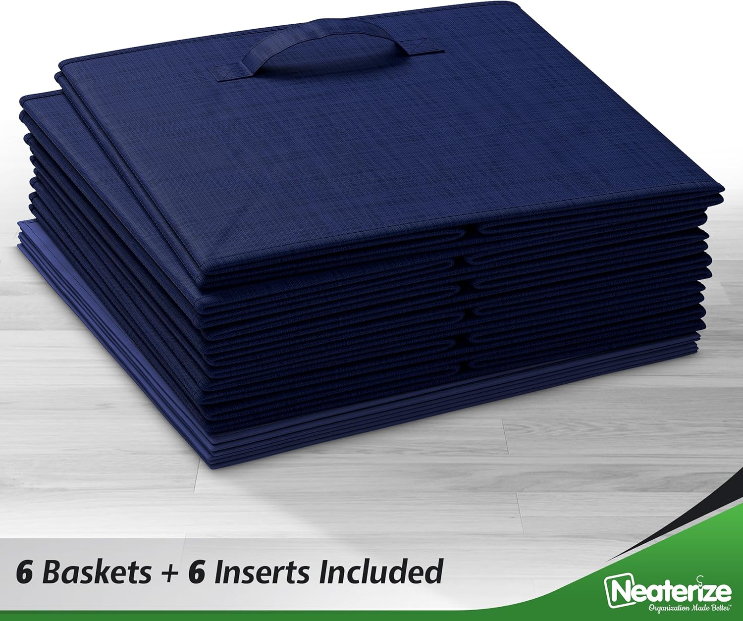 NEATERIZE – Cubos de almacenamiento grandes de 13 x 13 pulgadas, juego de 6 cubos de almacenamiento Cubos de almacenamiento con asas dobles,