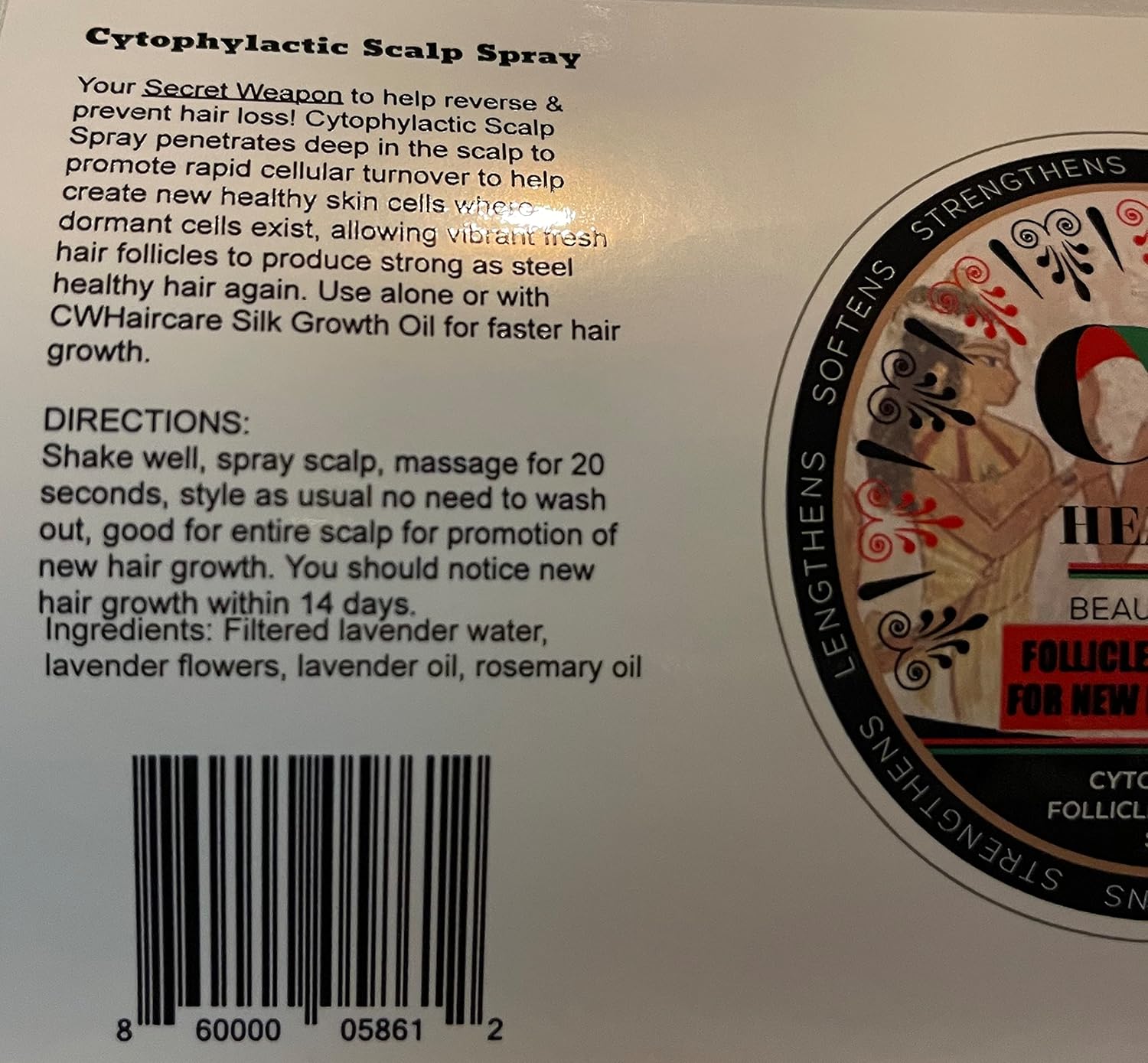 CWHaircare Spray para el cuero cabelludo (el arma secreta) para ayudar a revertir la alopecia y la pérdida general de cabello al promover tasas de