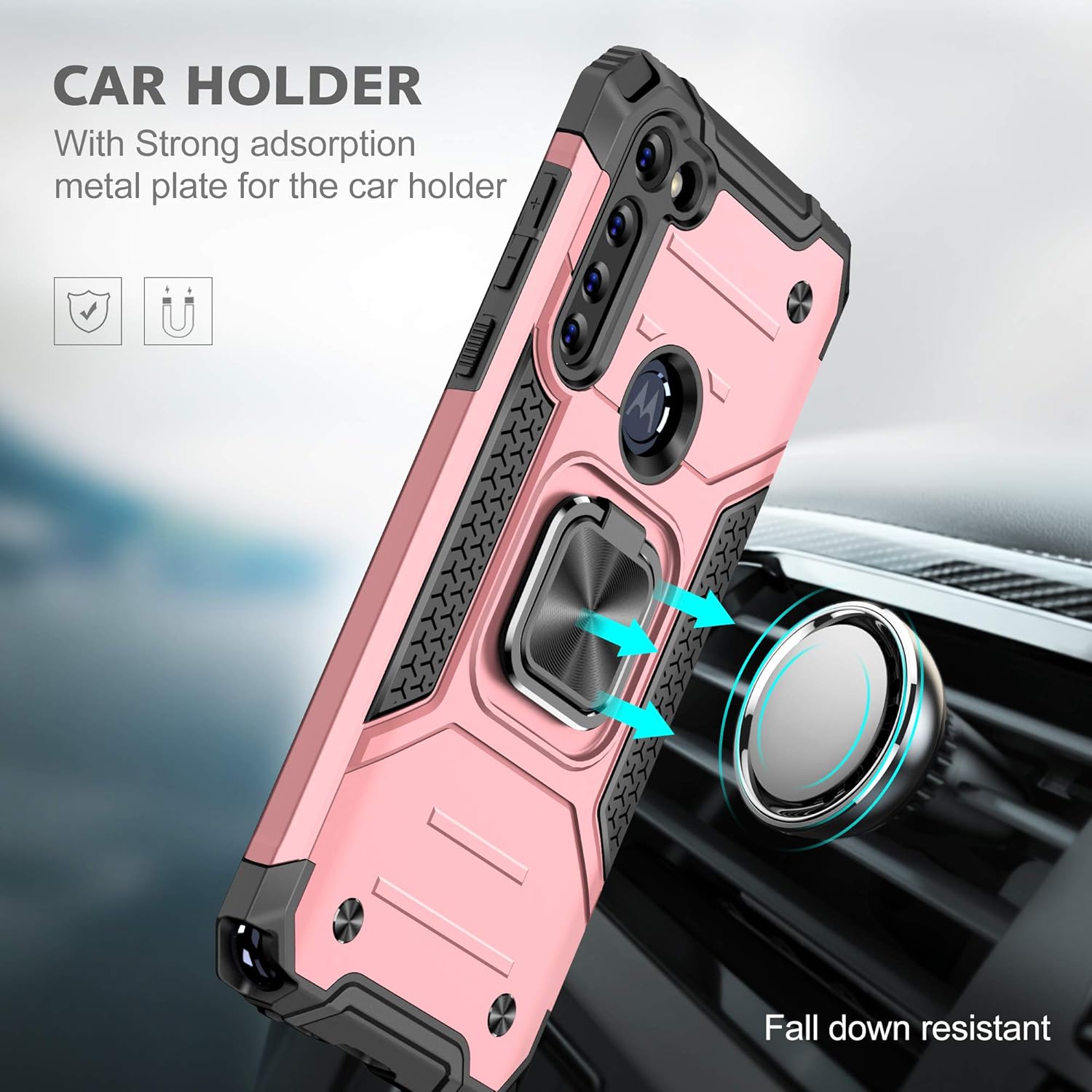 Asuwish Funda compatible con Moto G Power 2020 y protector de pantalla de vidrio templado, accesorios de celda, soporte de anillo híbrido, soporte