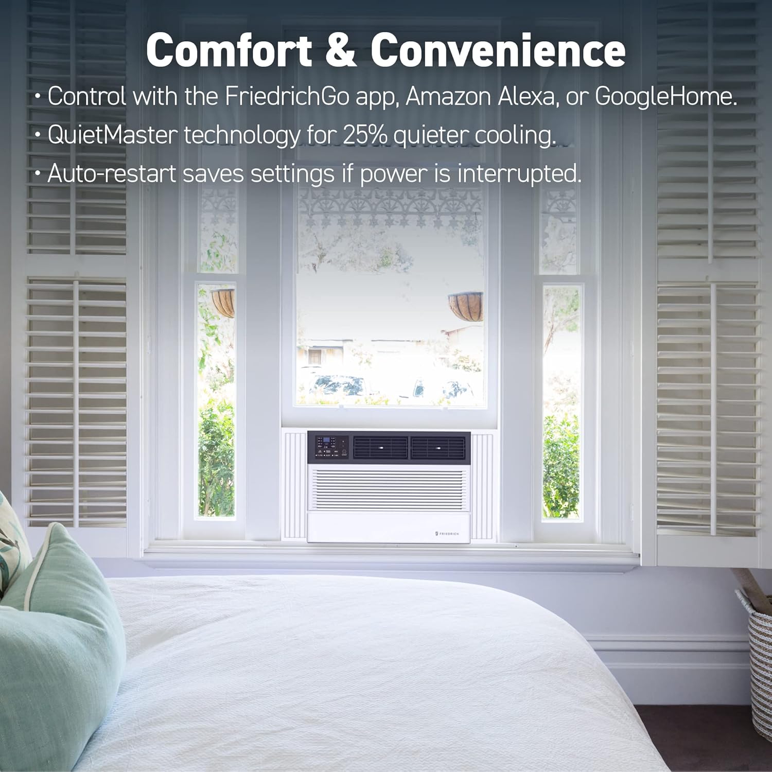 Friedrich CCW12B10B Chill Premier – Unidad inteligente de pared y ventana de aire acondicionado, control móvil WiFi, blanco, capacidad de
