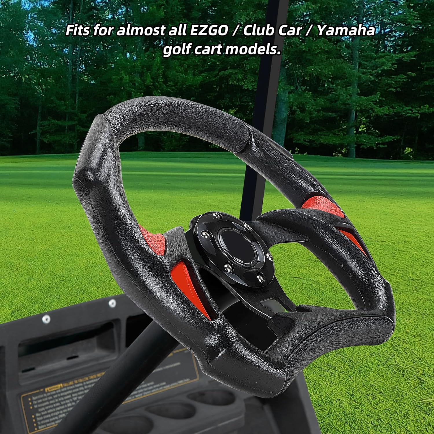 Roykaw Volante de carrito de golf de 12.5 pulgadas O.D Racing Style Volante compatible con EZGO RXVTXTMedalist, Club Car DSPrecedentTempo, Yamaha