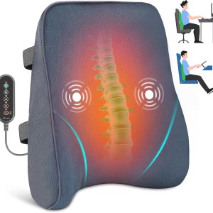 Snailax Almohada de apoyo lumbar calentada para silla de oficina, almohada de apoyo de espalda para automóvil con vibración, soporte de silla para Snailax Almohada de apoyo lumbar calentada para silla de oficina, almohada de apoyo de espalda para automóvil con vibración, soporte de silla para