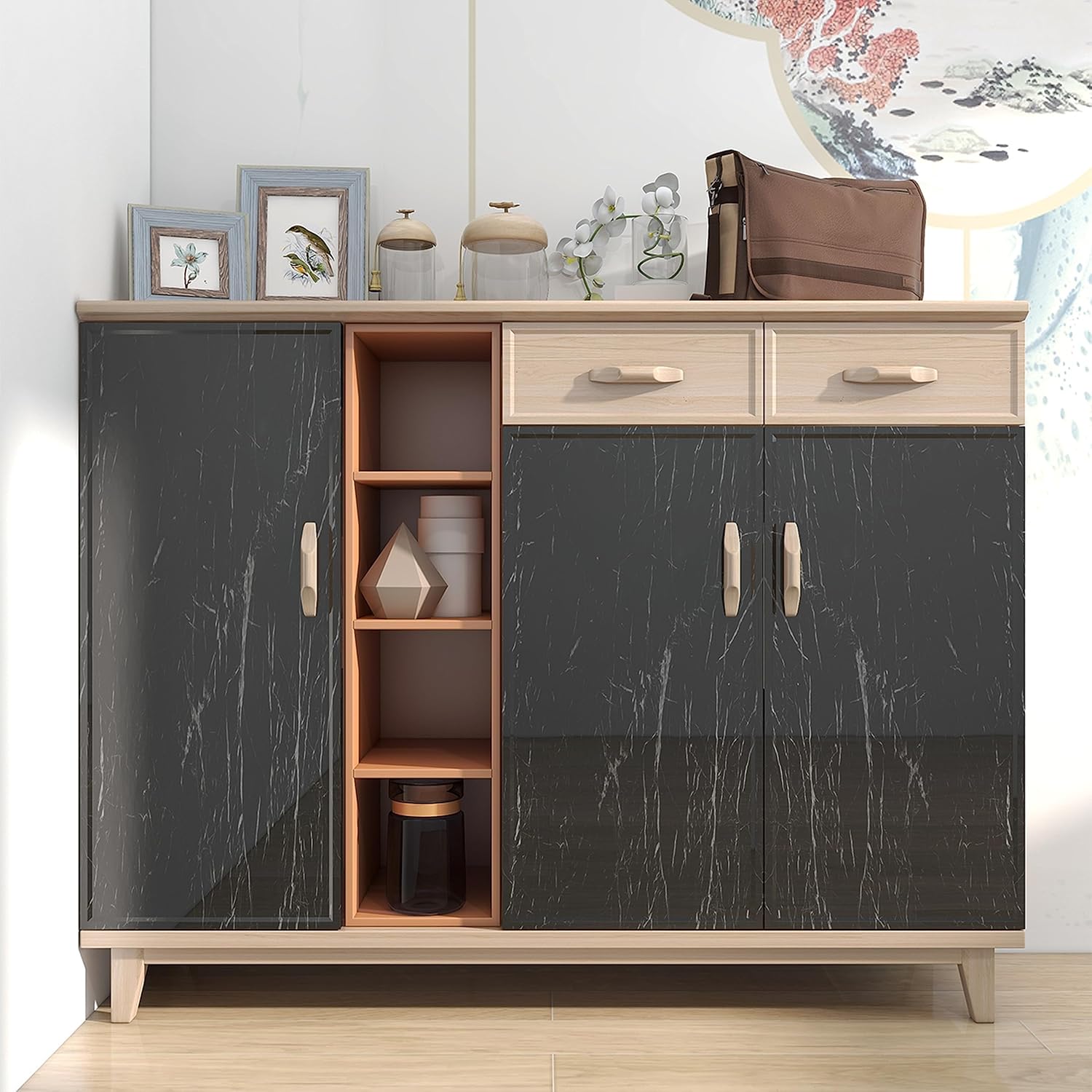 Dzhuywer Papel tapiz de mármol negro, papel adhesivo de granito negro, autoadhesivo, extraíble, impermeable, papel de pared de mármol brillante para
