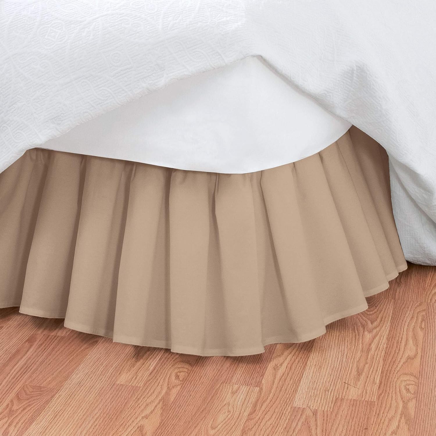 BrylaneHome Falda de cama mágica con volantes, tamaño King, marrón moca