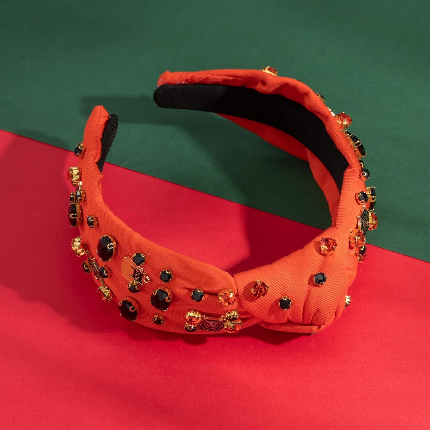 Diadema de Halloween para mujer, diseño de telaraña de Halloween, murciélagos adornados con cristal mixto, banda para el cabello para mujer,