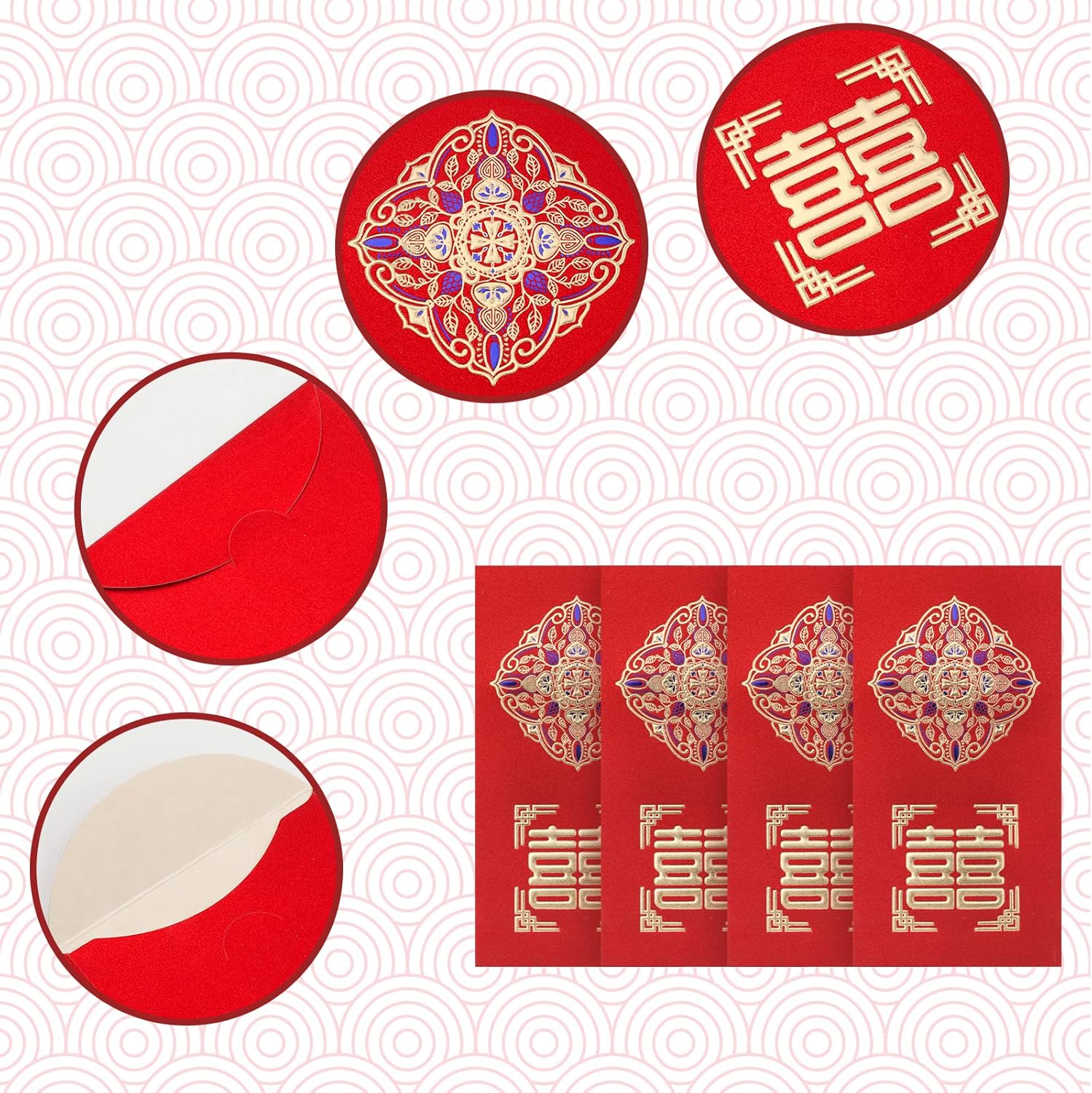 SAVITA 12 sobres rojos de boda, sobres rojos tradicionales chinos para boda, sobres de dinero de la suerte, sobres de boda, Hong Bao, boda, paquetes