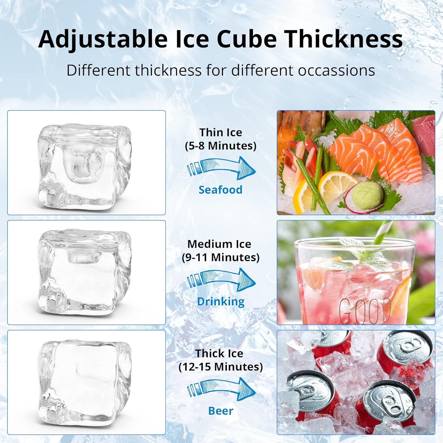 Máquina de hielo comercial de 350 libras24 horas, máquina de hielo industrial de acero inoxidable con contenedor de almacenamiento grande de 220