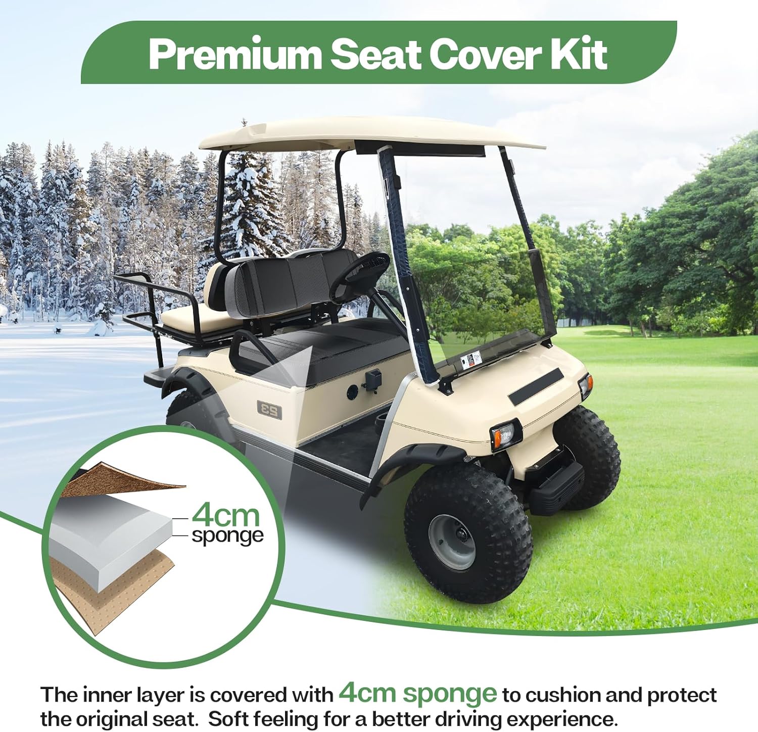 T TGBROS Fundas de asiento de carrito de golf para Club Car DS OEM, fundas de asiento ordinarias para carrito de golf, kit de cojín de asiento