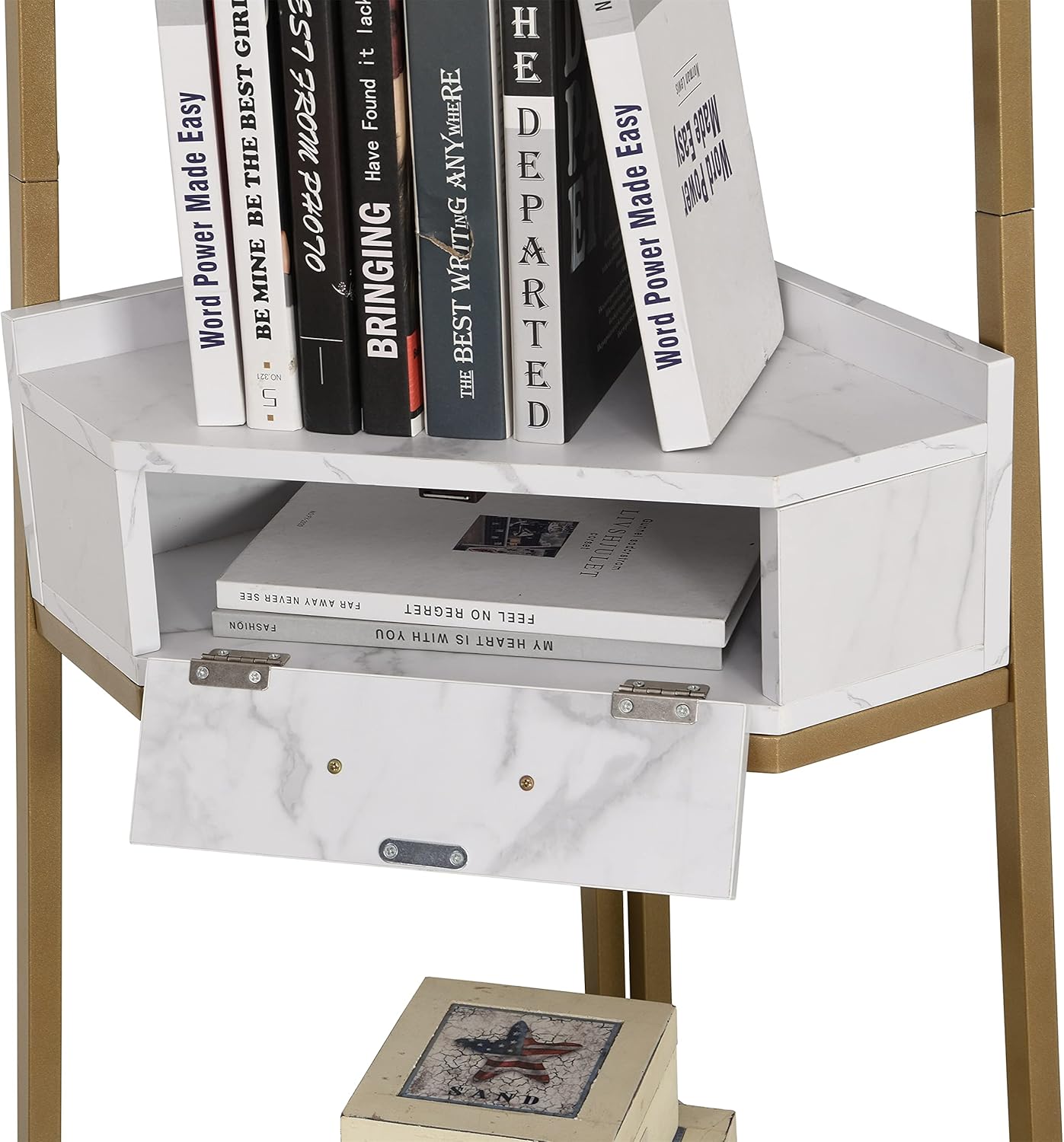 LifeSky – Estante esquinero moderno para escalera, estantes esquineros de 72.64 pulgadas de alto, estantería esquinera de 4 niveles para sala de