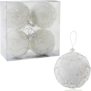 ZHANYIGY Adornos de bola de Navidad de 4.25 pulgadas, juego de 4 piezas de decoración de Navidad blancas, bolas de árbol para árboles de Navidad, ZHANYIGY Adornos de bola de Navidad de 4.25 pulgadas, juego de 4 piezas de decoración de Navidad blancas, bolas de árbol para árboles de Navidad,