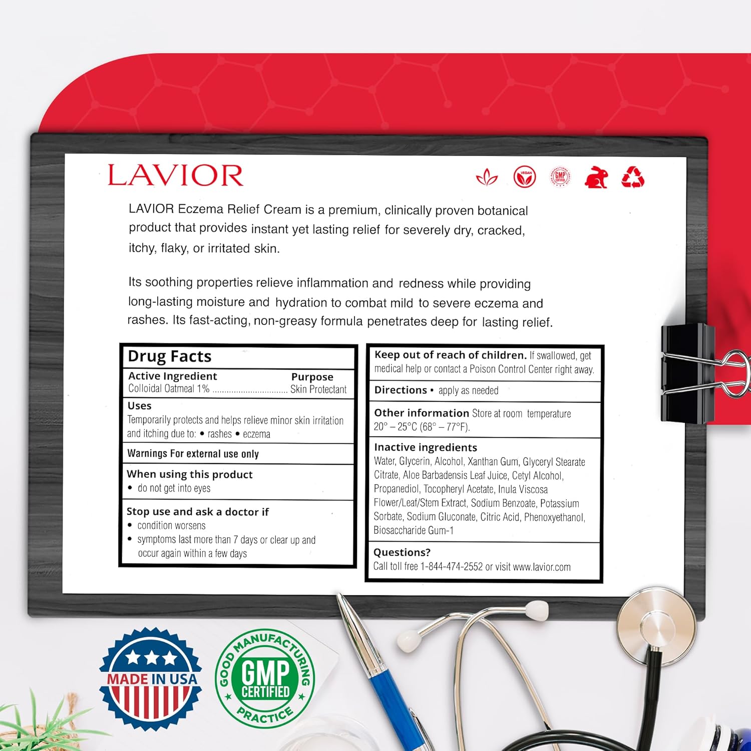 Lavior Crema para aliviar el eccema  Alivio calmante de la picazón con avena coloidal  Hipoalergénico, recomendado por médicos, clínicamente probado