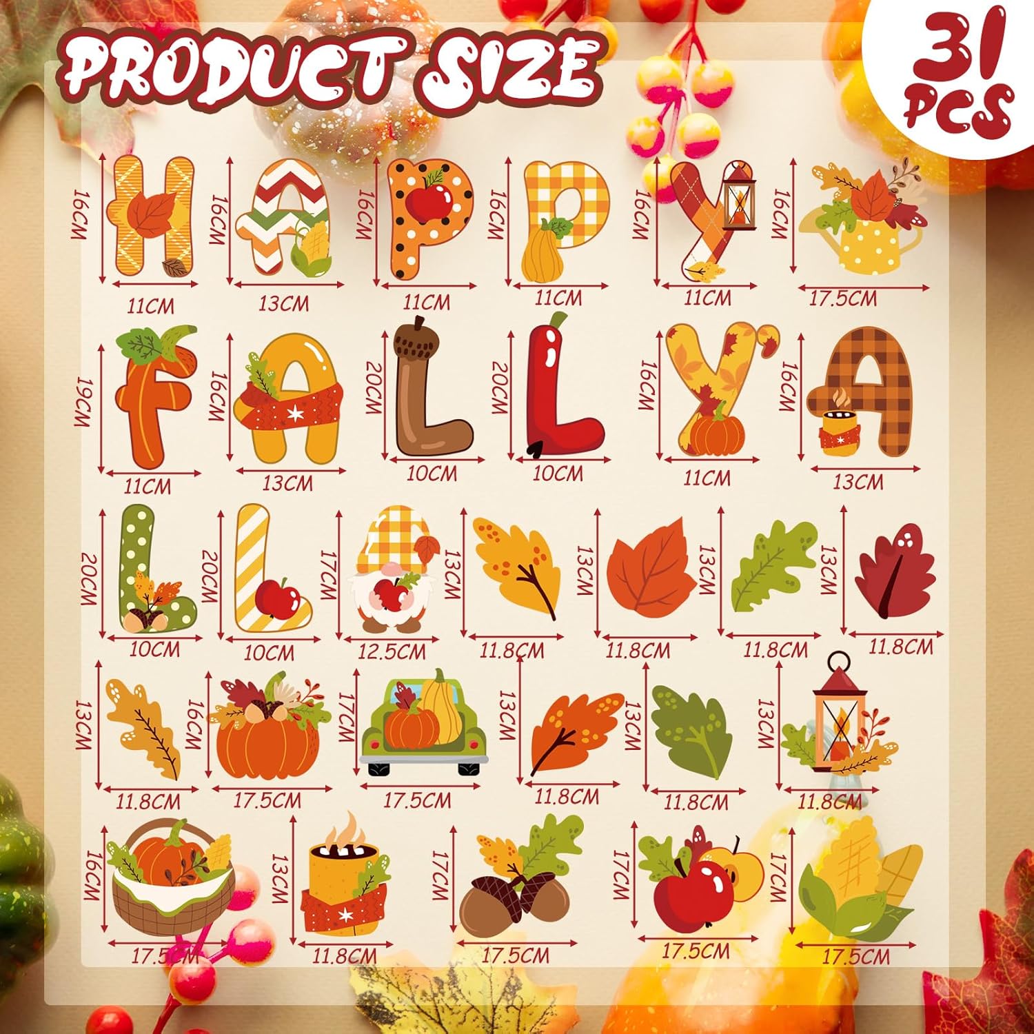 30 piezas de decoración de otoño para puerta de garaje, calcomanías magnéticas temáticas de otoño para imanes y calcomanías de automóvil, decoración