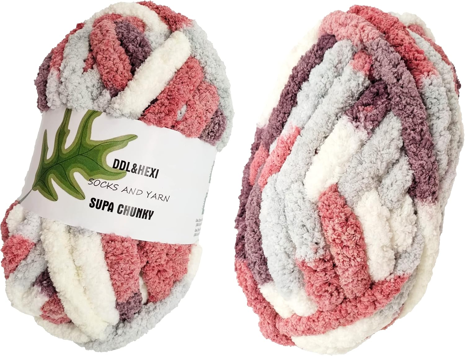 DDL&HEXI 2 Park Super – Hilo grueso de chenilla, kit de fabricación de mantas, hilo para tejer jumbo, 2 x 8 onzas, 7.97 oz por bolsa (207)
