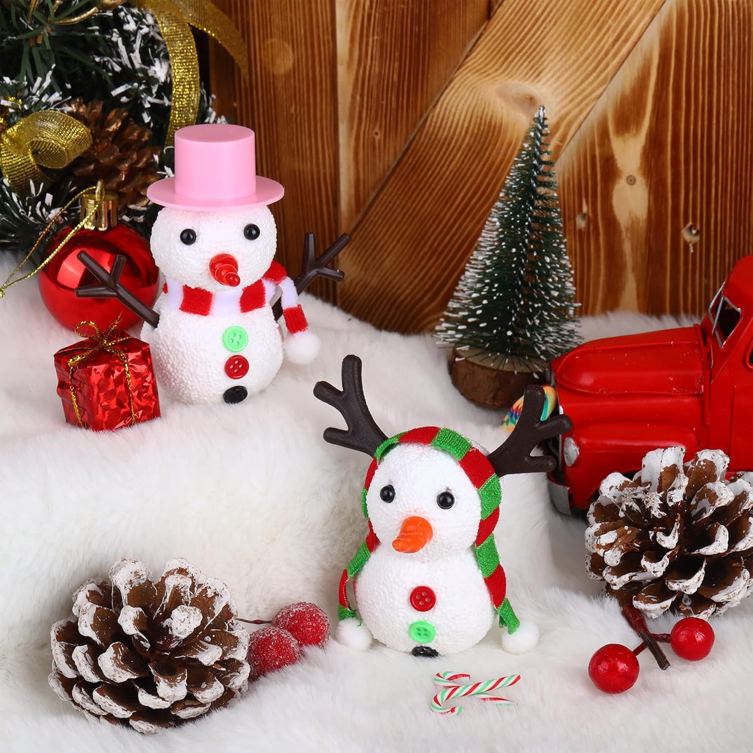 Fovths Juego de 15 piezas de muñeco de nieve de Navidad, kit de manualidades de muñeco de nieve, masilla de espuma, muñeco de nieve, juguetes de