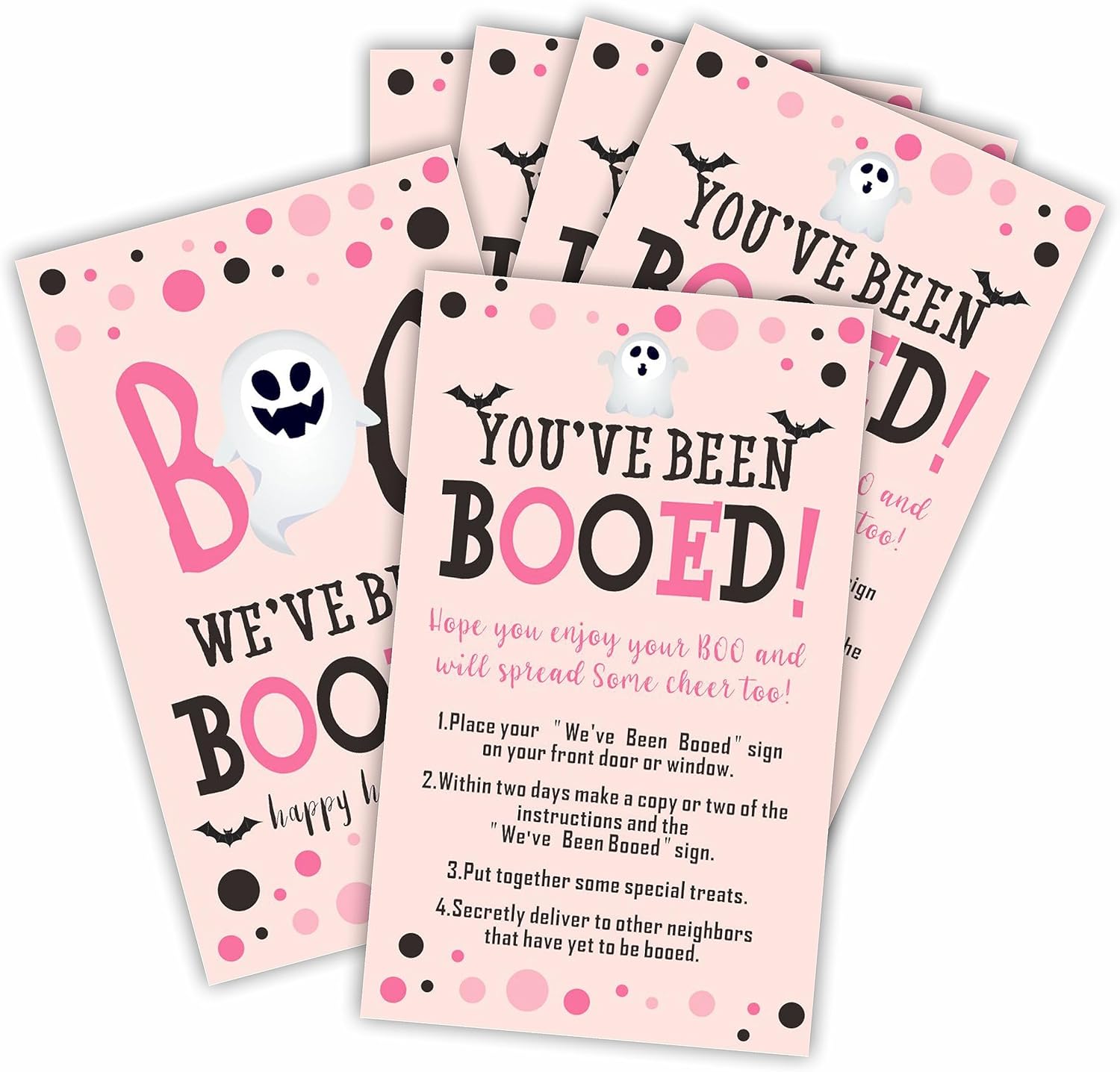 JCVUK Tarjetas de juego de propagación de Halloween, Has sido abucheado! Hemos sido abucheados! 50 tarjetas de juego para difundir alegría para