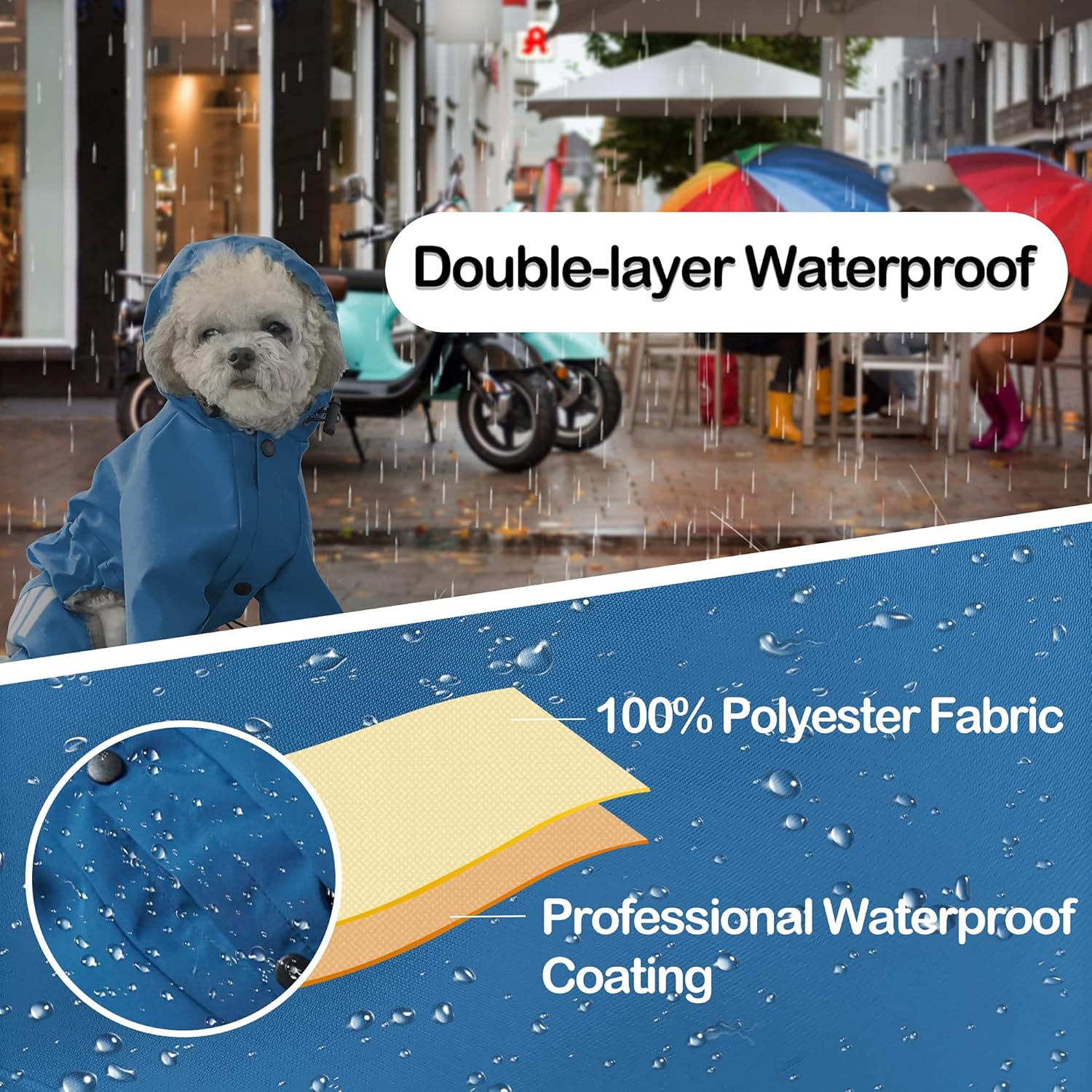 Impermeables impermeables para cachorros con capucha para perros pequeños y medianos, poncho con correa reflectante, chaqueta ligera con agujero