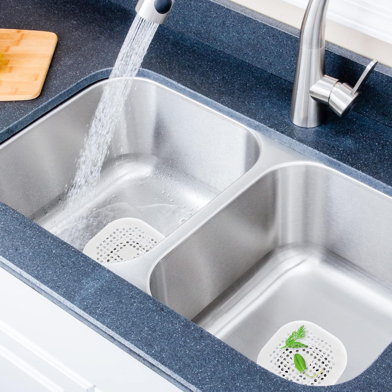 Cubierta de drenaje cuadrada de 5.4 pulgadas, tapón de silicona plana de caucho termoplástico (TPR), para baño, cocina (blanco)