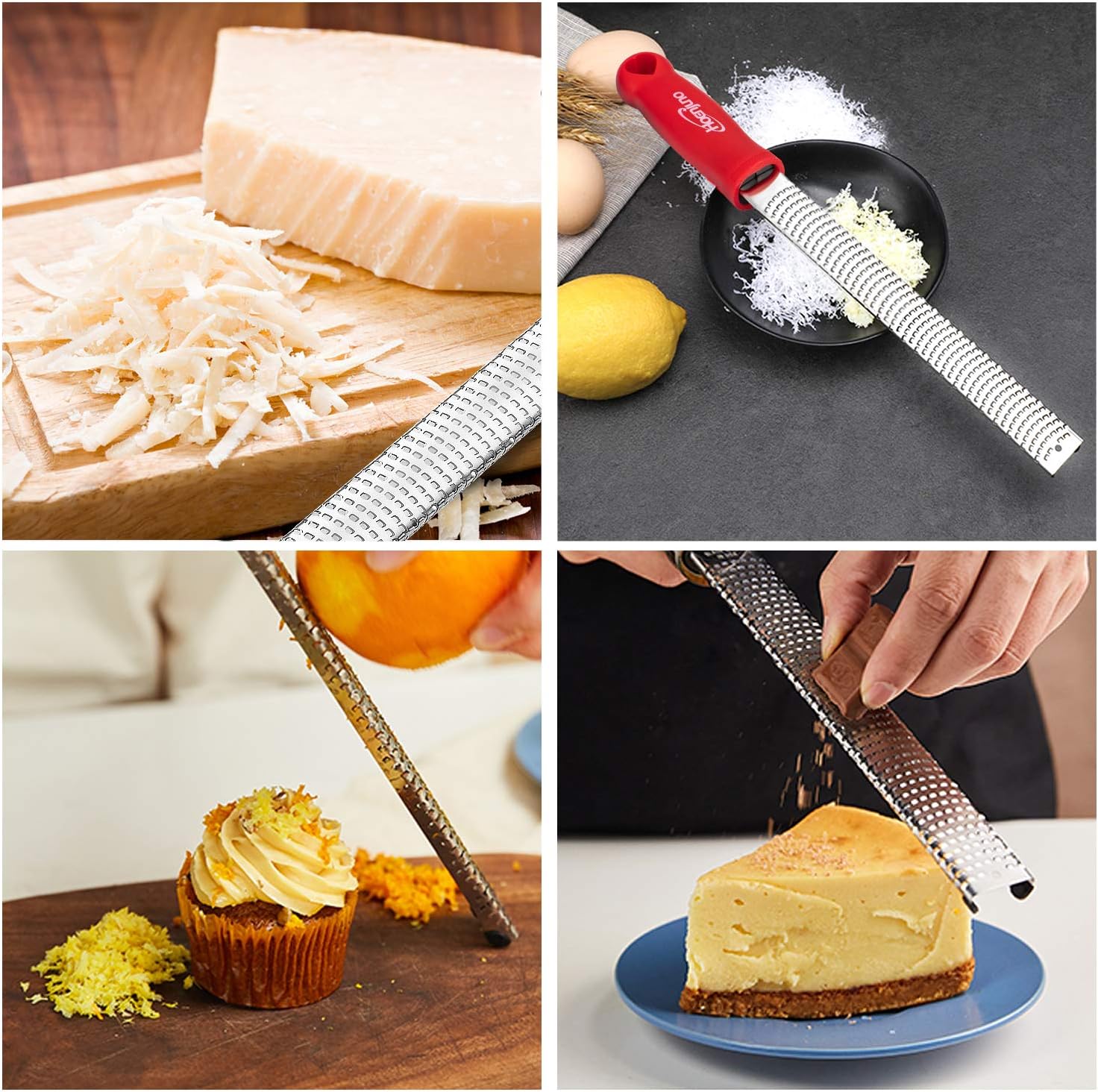 Love – Rallador de queso de mano de acero inoxidable para limón, jengibre, ajo, nuez moscada, chocolate, verduras, frutas con cubierta protectora