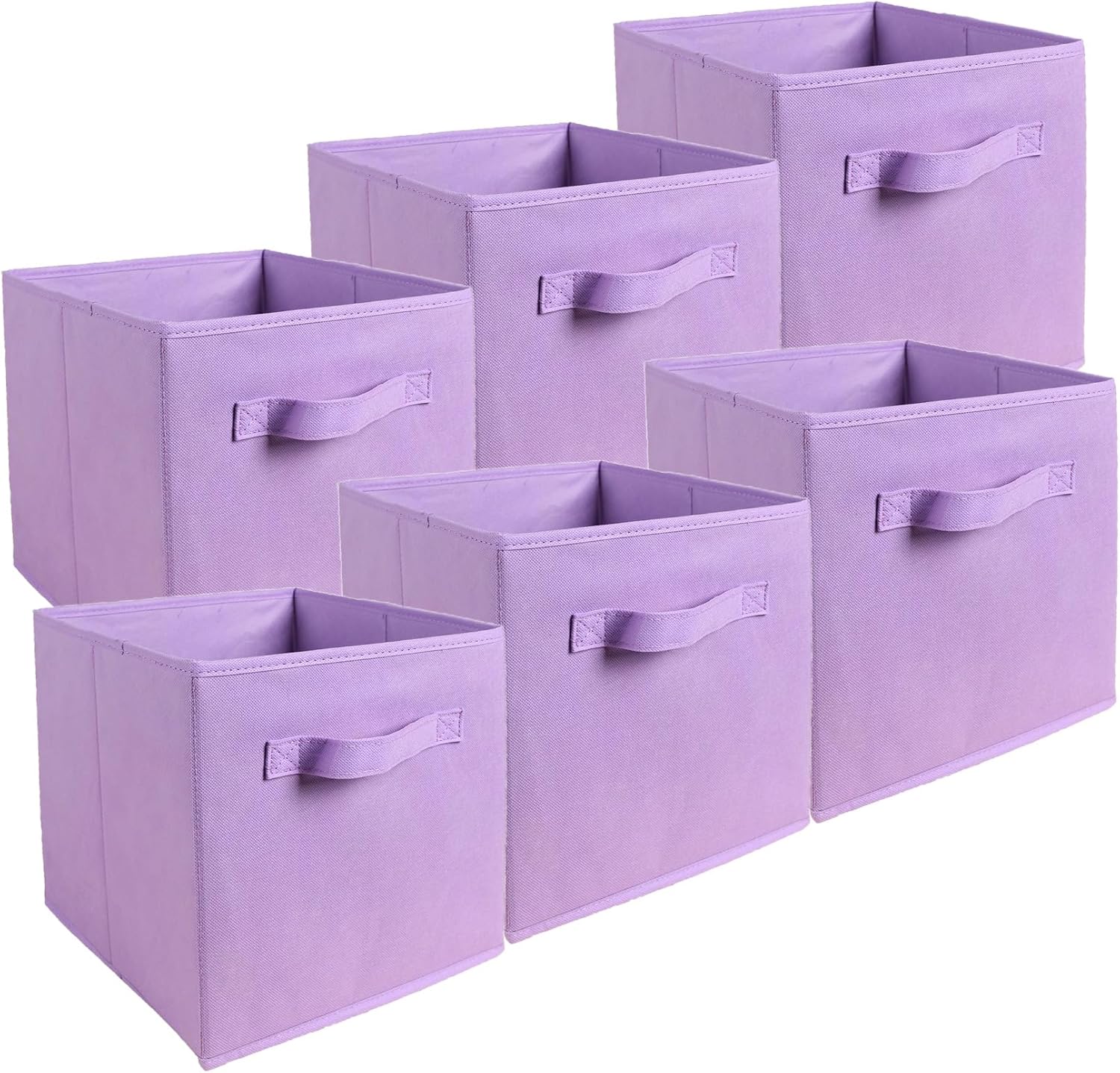 Paquete de 6 cubos de almacenamiento plegables de tela, organizadores plegables de tela con asas, (10.5 pulgadas de alto x 10.5 pulgadas de ancho x