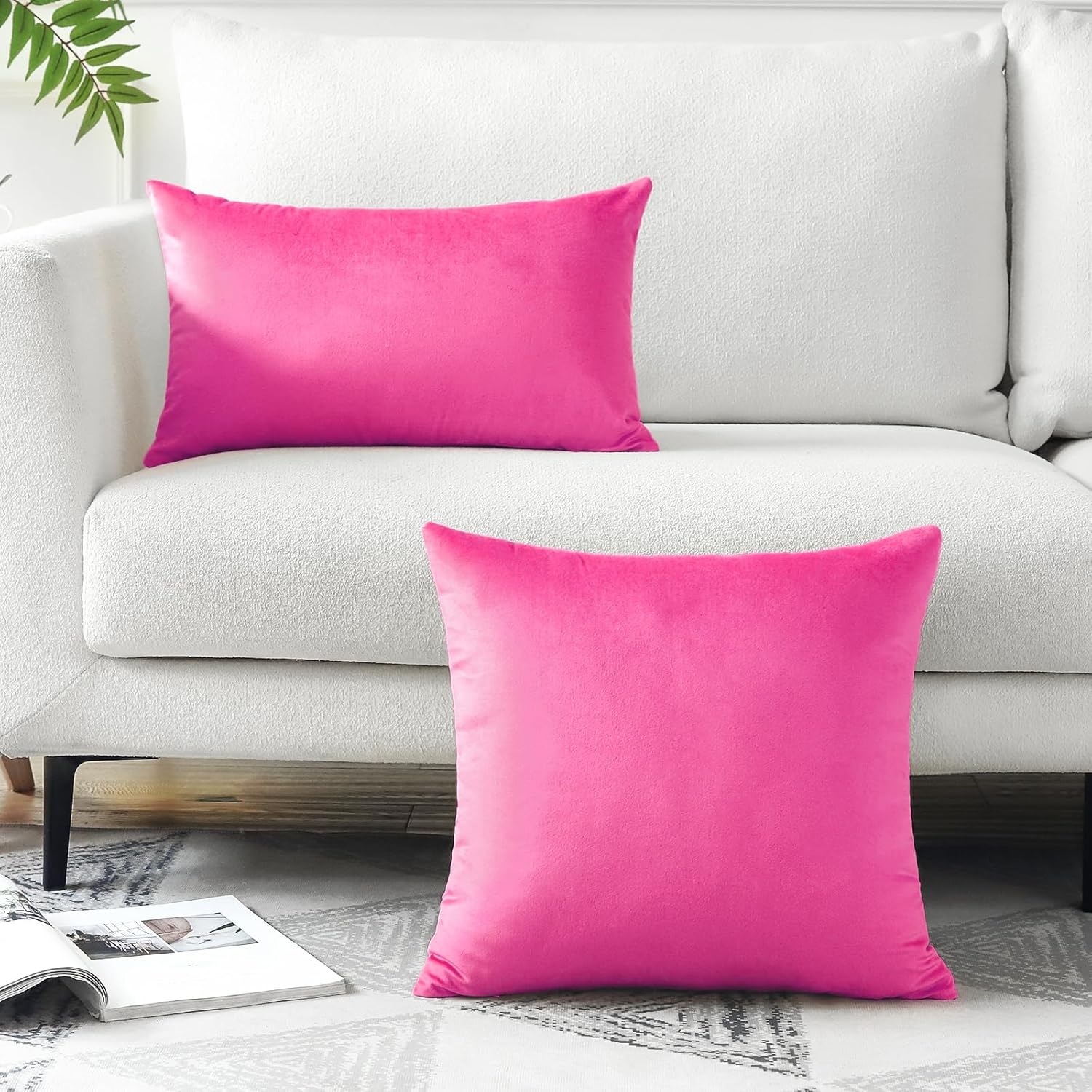 Artscope Fundas de almohada de terciopelo de lujo, fundas de almohada rectangulares decorativas, fundas de cojín suaves y sólidas para sofá,
