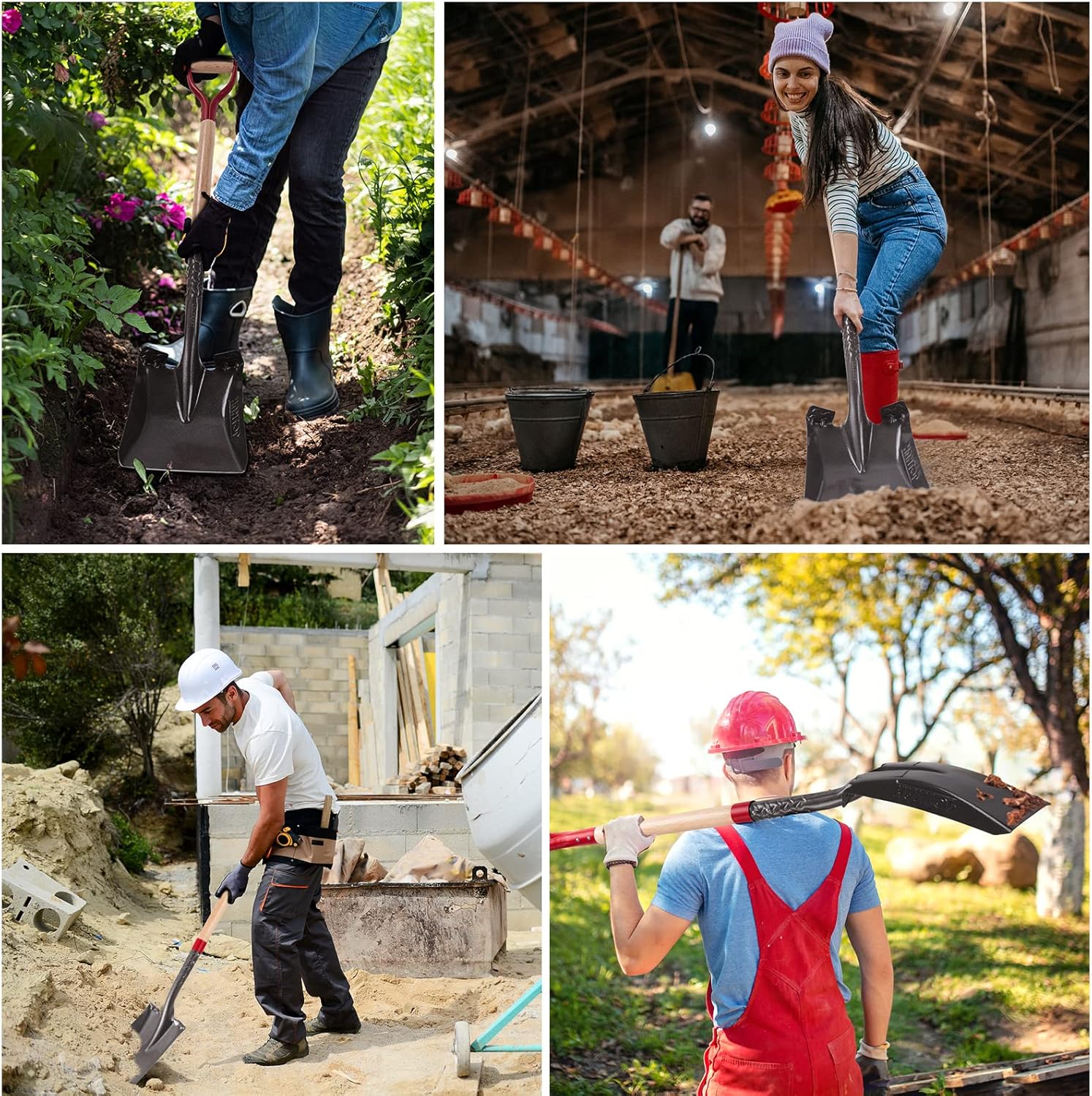 HANTOP Pala de transferencia resistente Pala multifuncional Pala cuadrada Pala plana para jardinería limpieza de bordes, 43 pulgadas