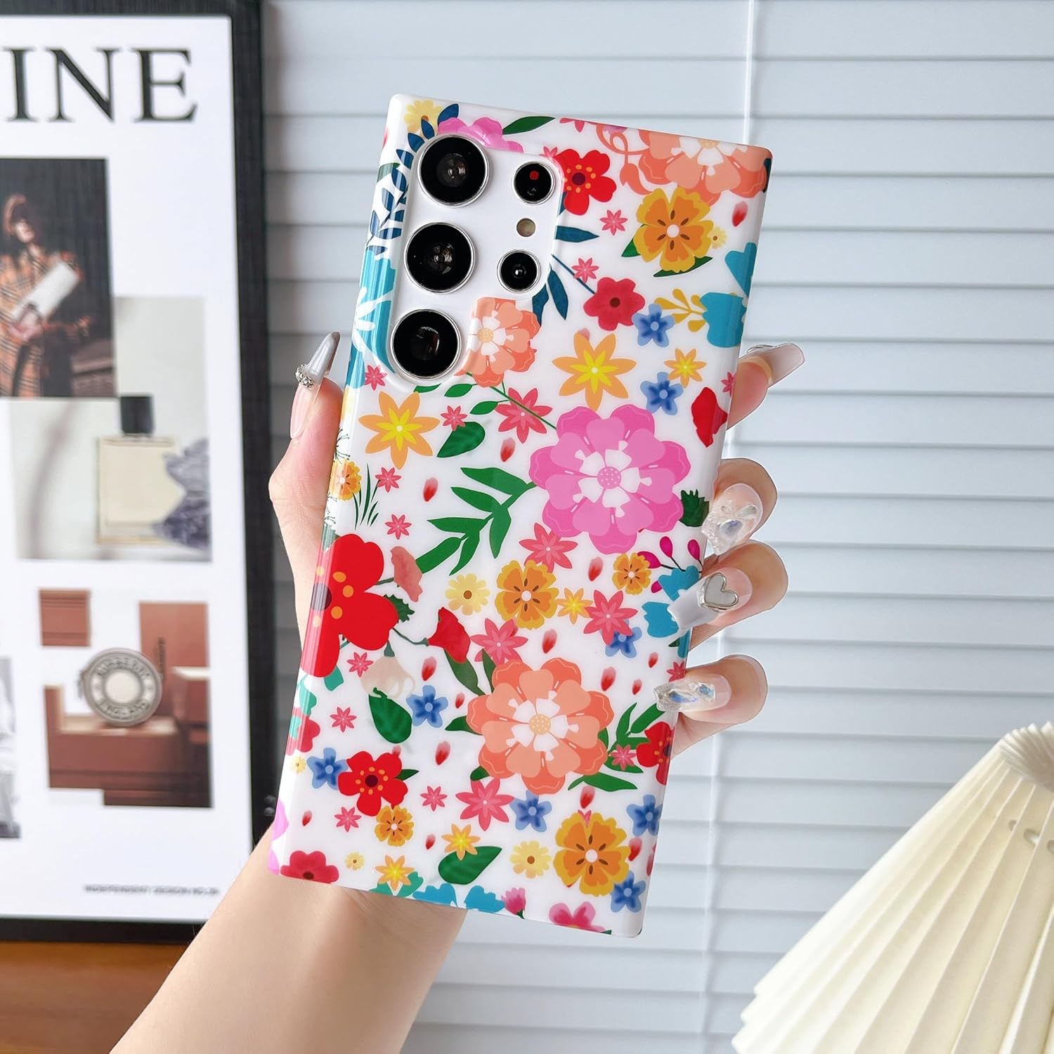 Jmltech S23 Ultra – Funda para Samsung Galaxy S23 Ultra para mujeres y niñas, diseño de mármol con purpurina, floral, silicona suave, delgada,
