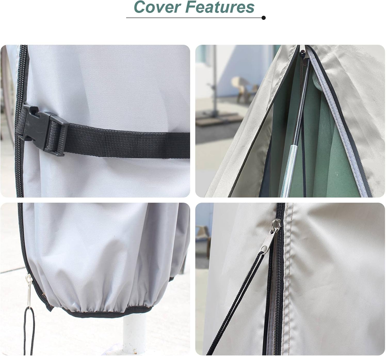 Cubierta impermeable para sombrilla de patio, cubierta de sombrilla para exteriores para sombrilla de 12 a 14 pies con marco de plátano voladizo