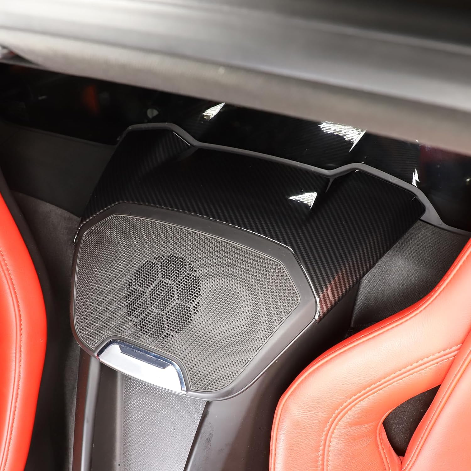 Cubierta del panel superior del altavoz trasero compatible con Chevrolet Corvette C8 2020-2023, cubierta de altavoz de cascada de consola,