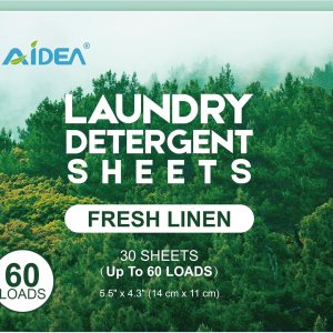 AIDEA Hojas de detergente para ropa, aroma fresco (60 cargas), 30 hojas, detergente ecológico, sin jarra de plástico, hojas de lavadora, hojas de AIDEA Hojas de detergente para ropa, aroma fresco (60 cargas), 30 hojas, detergente ecológico, sin jarra de plástico, hojas de lavadora, hojas de