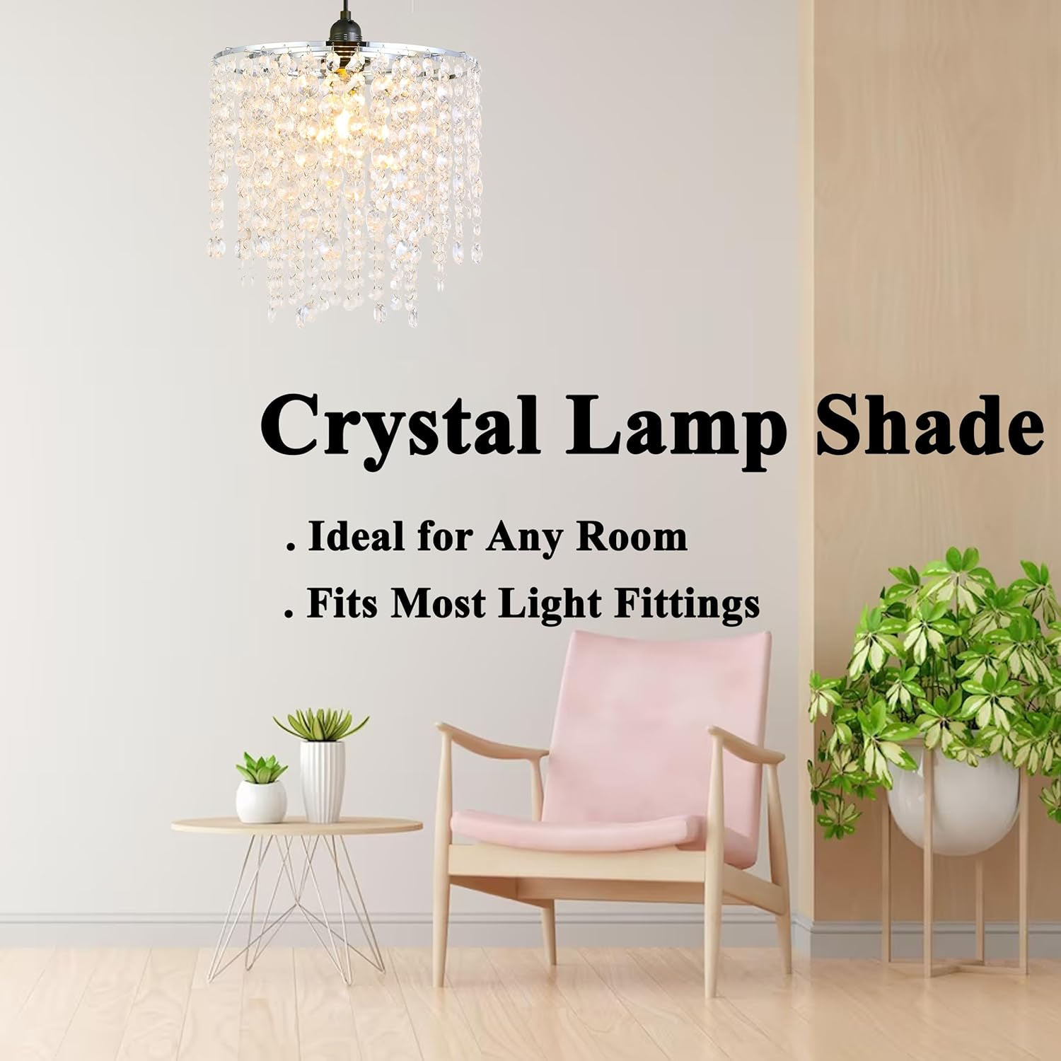 Cortinas de araña acrílicas, pantalla de lámpara de cristal, lámpara de techo para dormitorio, lámpara de araña de cuentas de 11.81 pulgadas, 3
