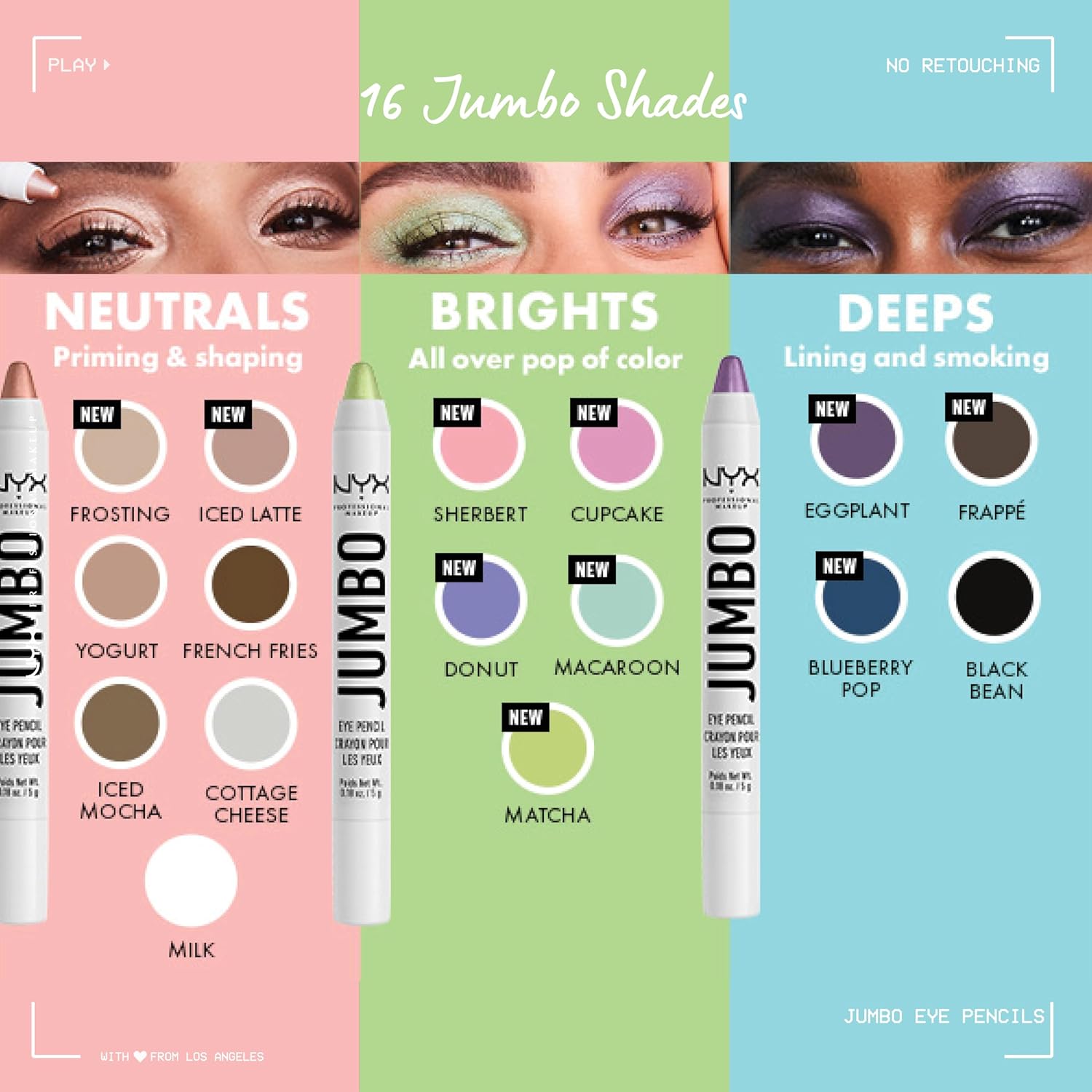 NYX PROFESSIONAL MAKEUP Lápiz de ojos tamaño jumbo, barra de sombra de ojos mezclable y lápiz delineador de ojos, color Donut (Lila)