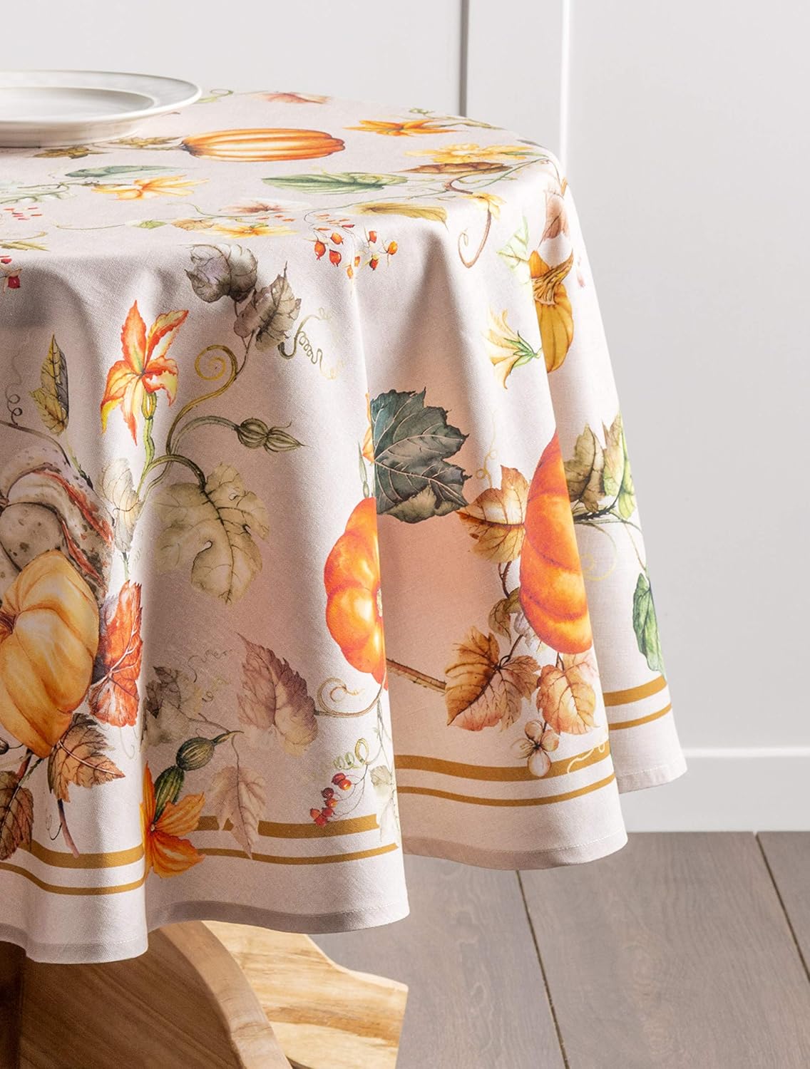 Maison d’ Hermine Mantel 100% algodón para mesas redondas de cocina, comedor, fiestas, bodas, Acción de GraciasNavidad (63 pulgadas de diámetro),