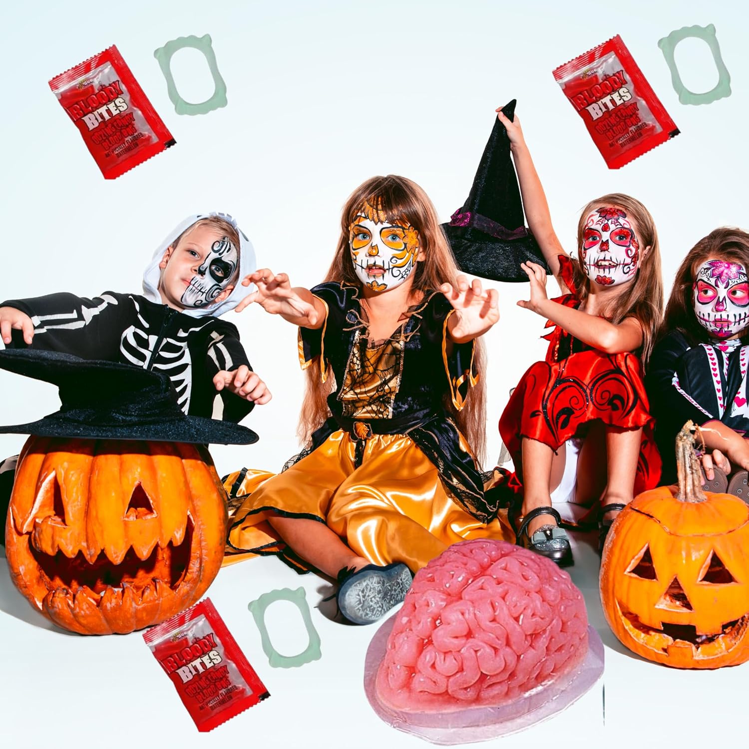 RE8TIESS Bloody Bite Sandía Vampire – Caramelo novedoso de 2.4 onzas con sabor a sandía, bocadillos de dientes de vampiro envueltos individualmente,