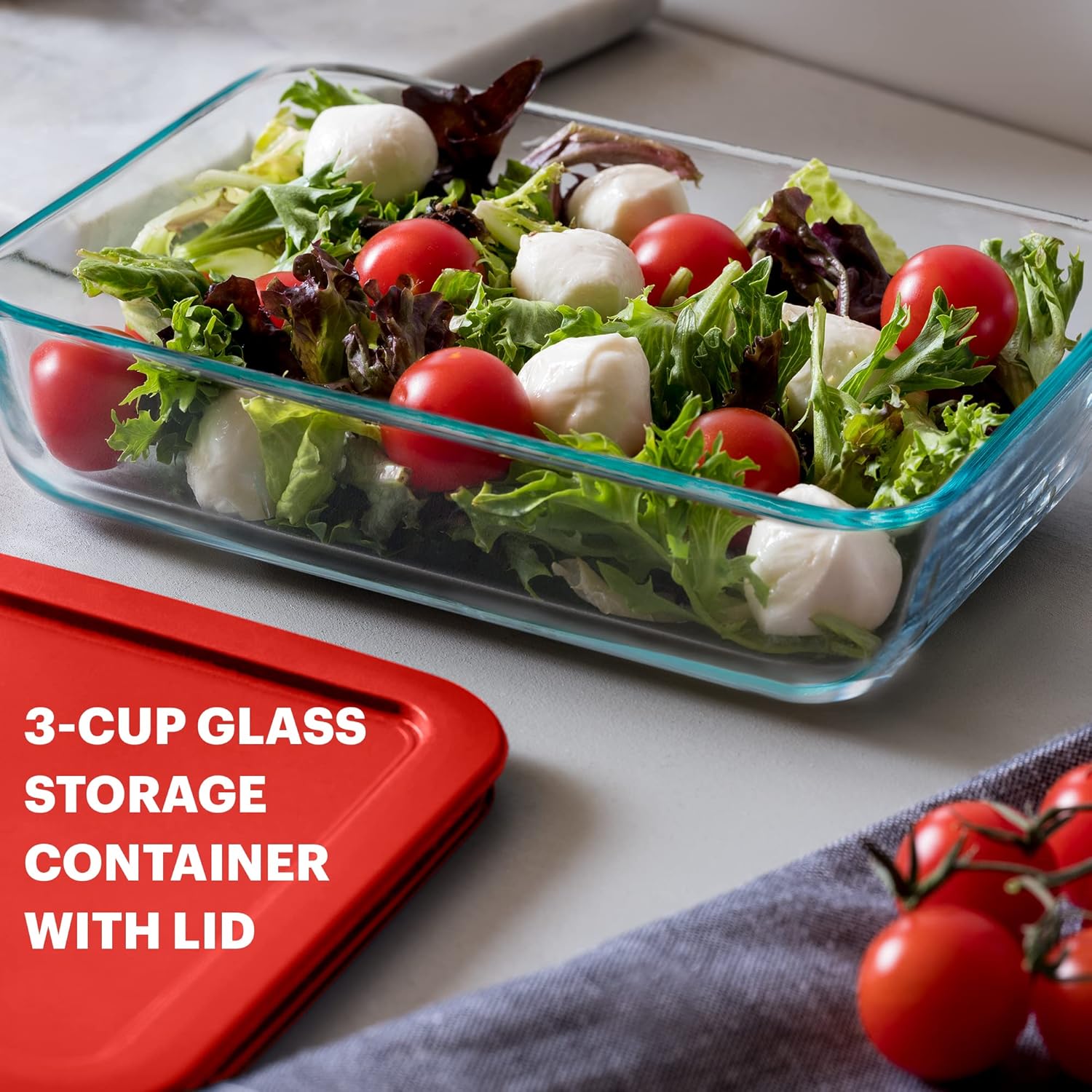 Pyrex Simply Store Recipiente de vidrio para almacenamiento de alimentos, tapas de plástico no tóxico sin BPA, apto para congelador, lavavajillas y
