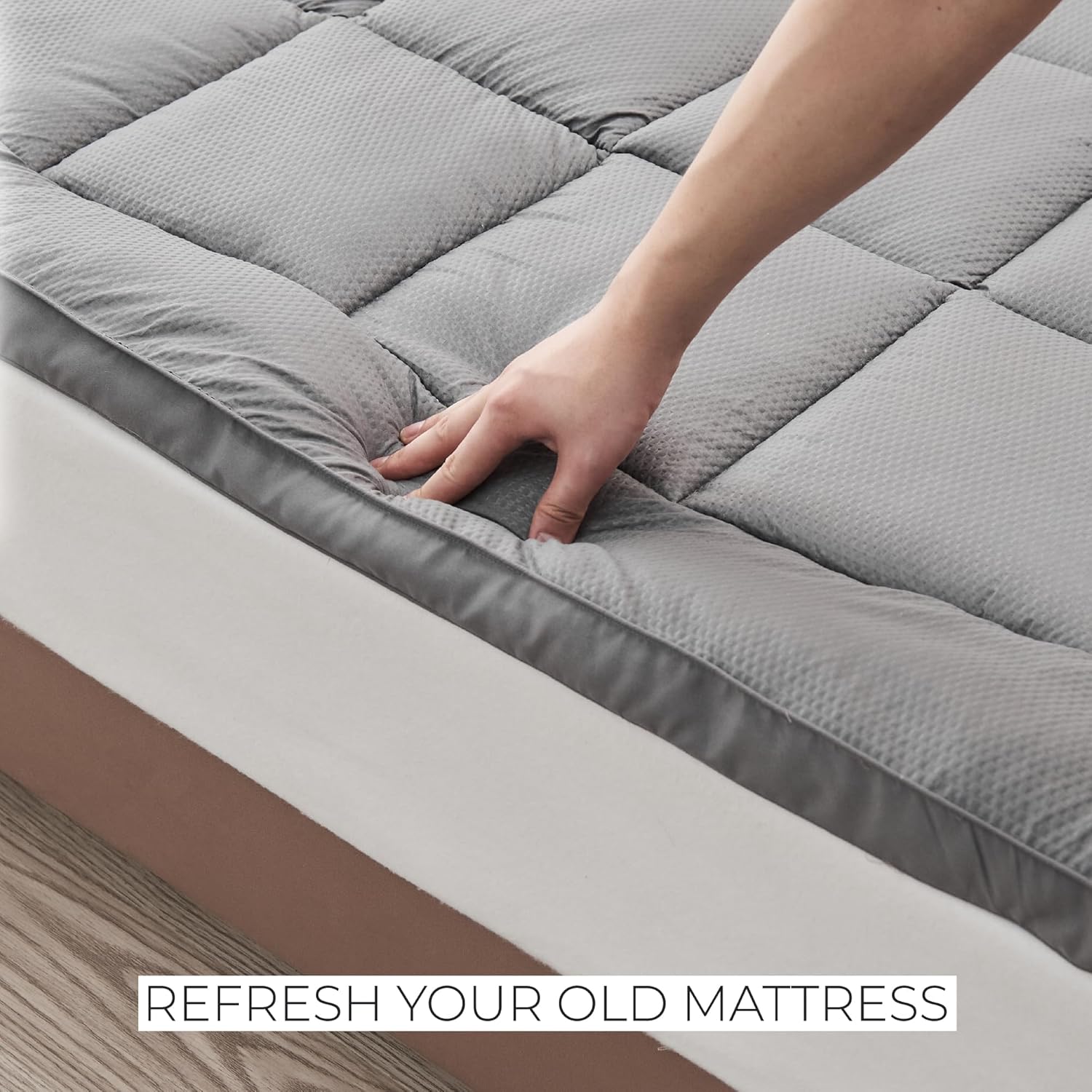Restful Sleep – Cubrecolchón de fibra (tamaño matrimonial, gris claro)
