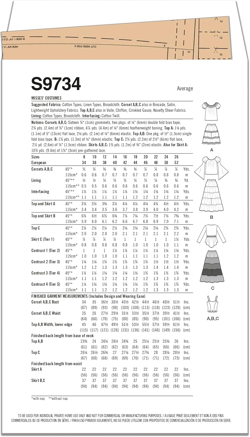 Simplicity Misses’ Costumes by Andrea Schewe Designs – Patrón de costura, multicolor, 2 piezas