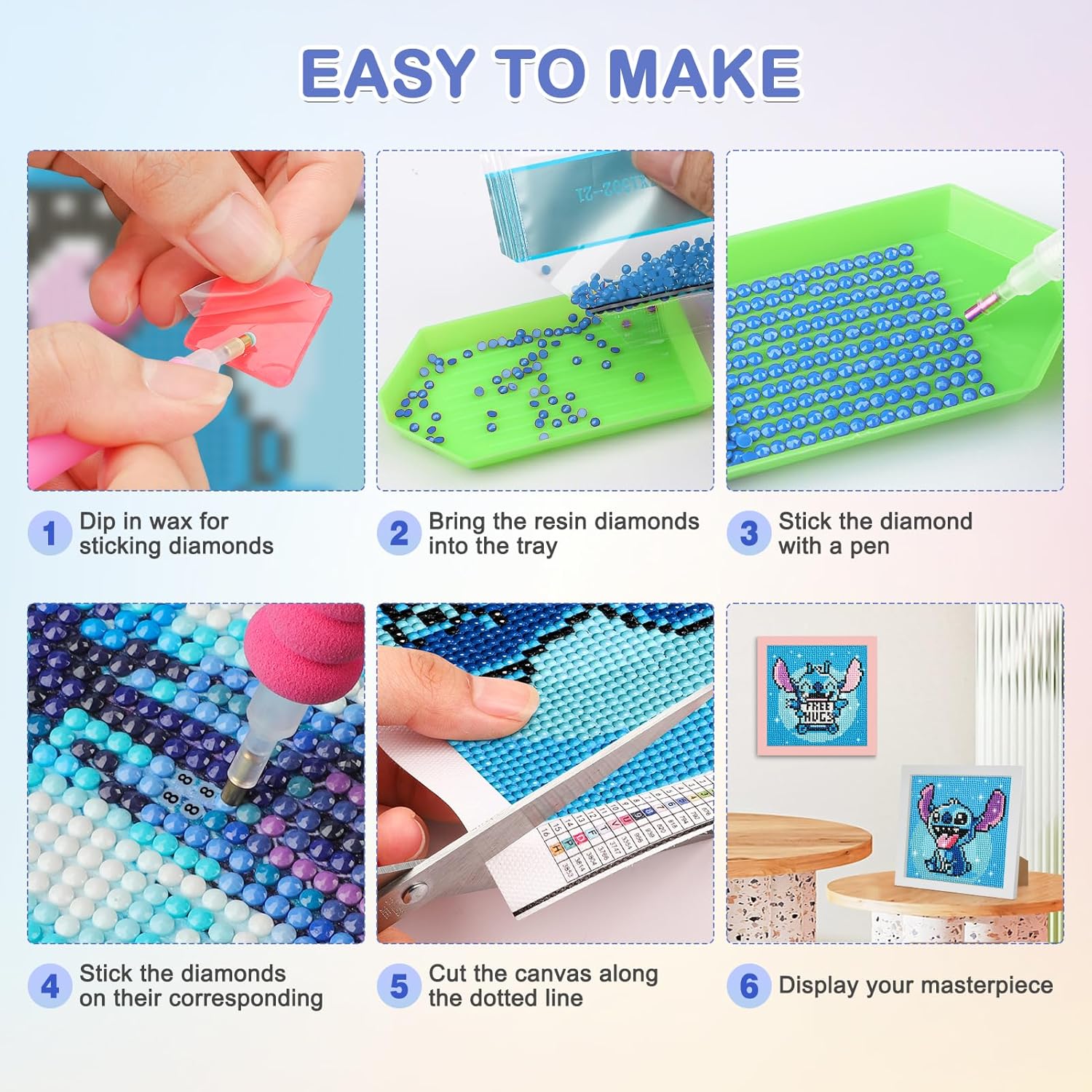 MOGTAA Paquete de 2 kits de pintura de diamantes para niños con marco, arte de diamantes de dibujos animados para niños de 6 a 8 a 10 a 12 años,